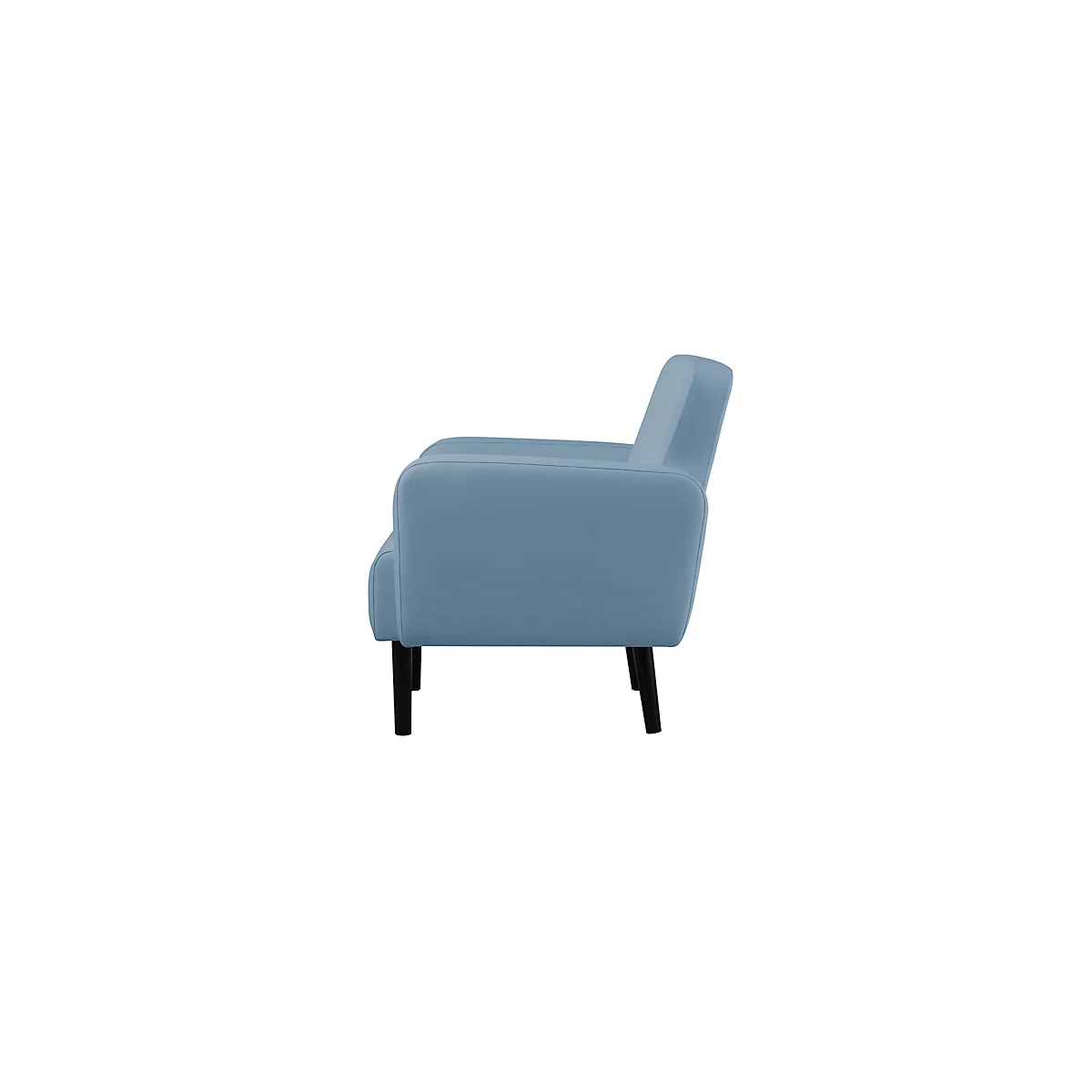 Dreisitzer Sofa meet® by Paperflow LISBOA, Stoffbezug blau, Fußgestell schwarz, B 1590 x T 550 x H 430 mm