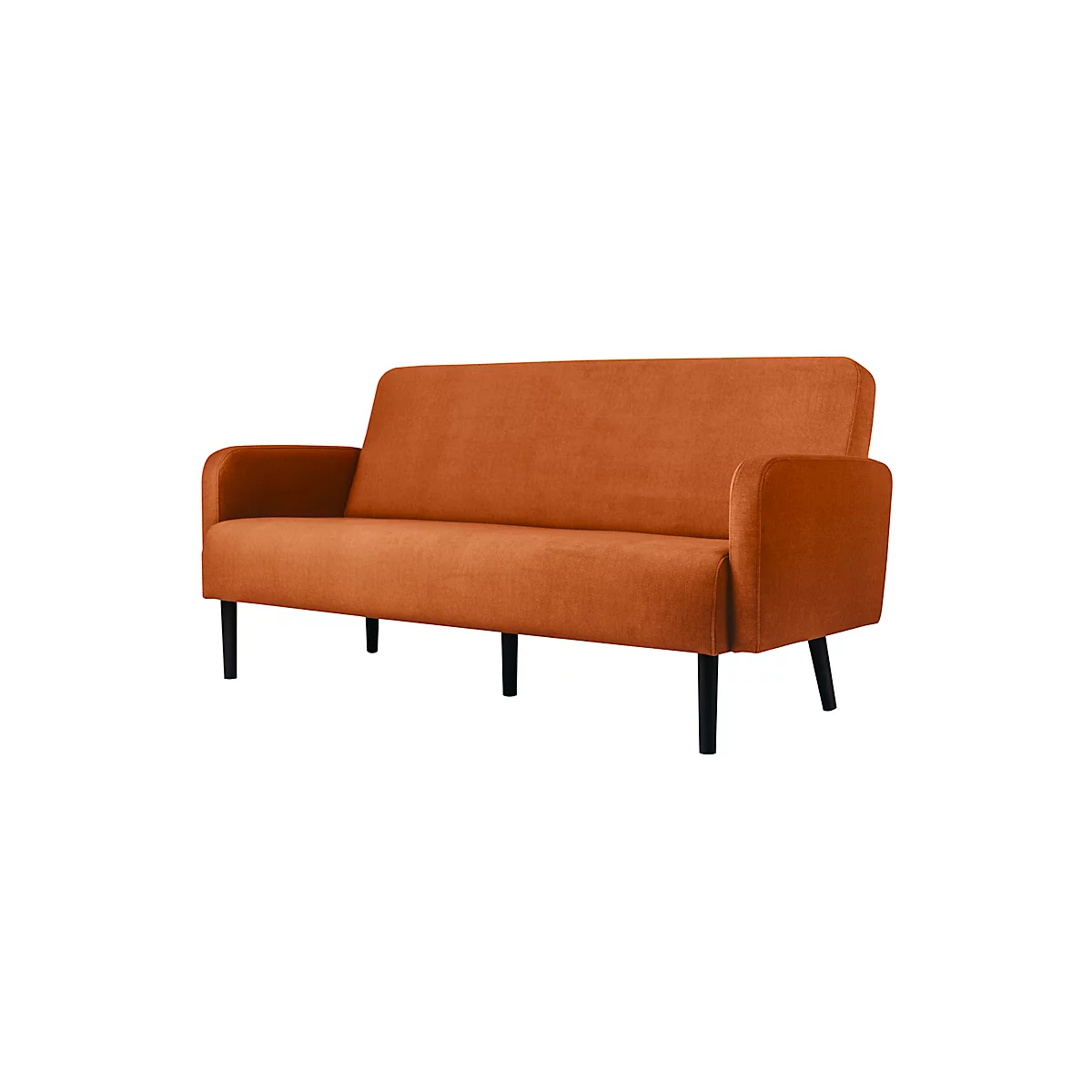 Dreisitzer Sofa meet® by Paperflow LISBOA, Stoffbezug braun, Fußgestell schwarz, B 1760 x T 815 x H 830 mm