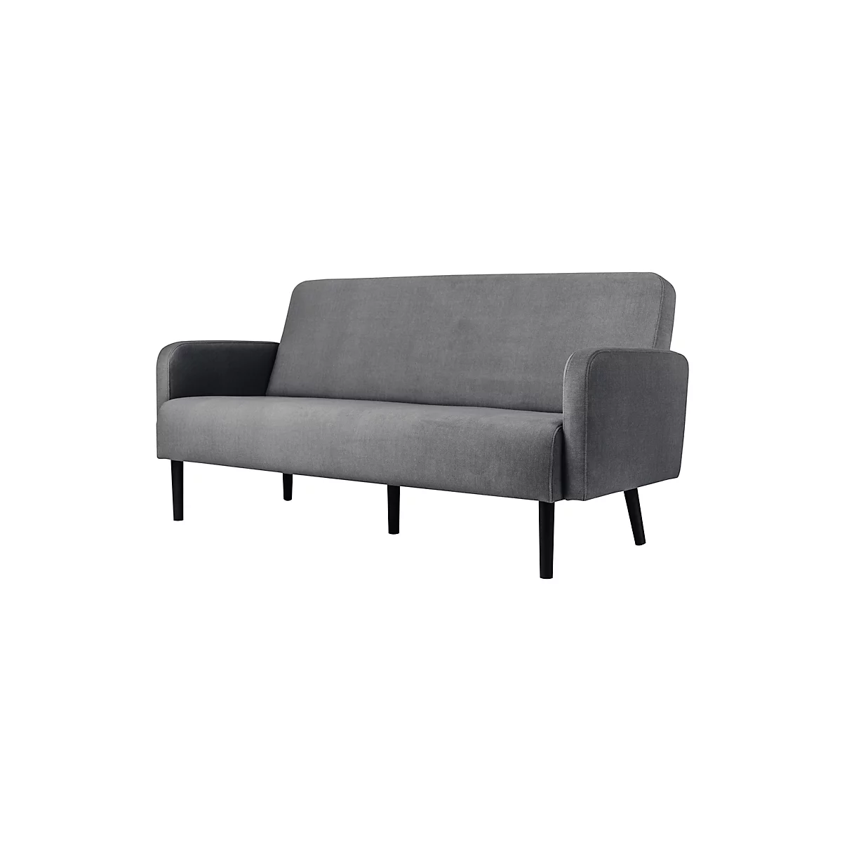Dreisitzer Sofa meet® by Paperflow LISBOA, Stoffbezug grau, Fußgestell schwarz, B 1760 x T 815 x H 830 mm