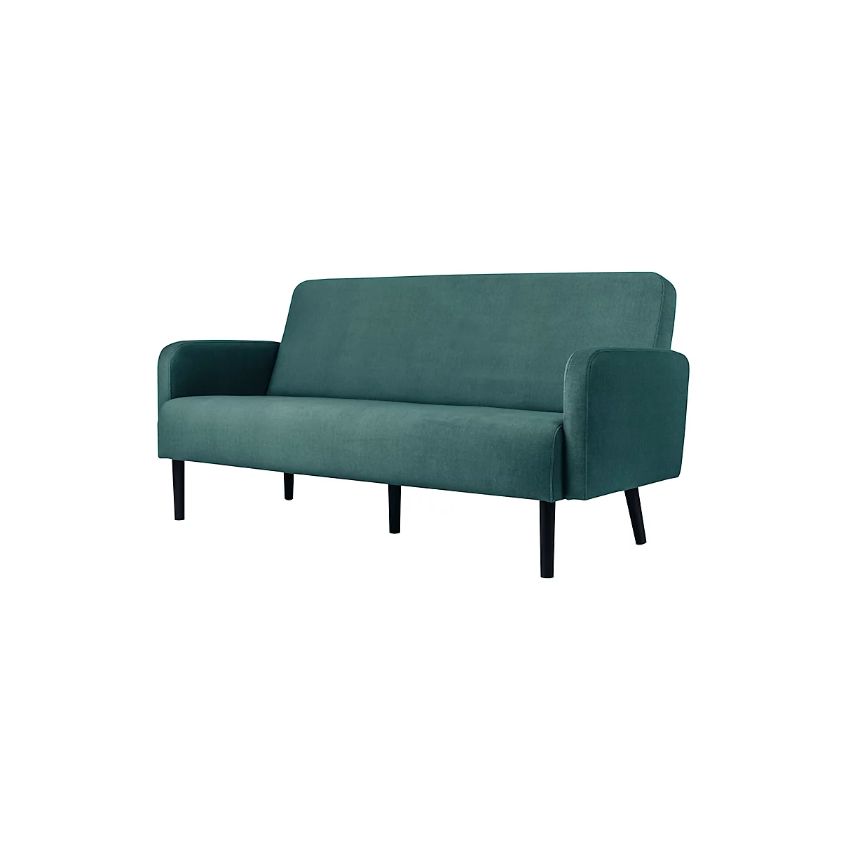 Dreisitzer Sofa meet® by Paperflow LISBOA, Stoffbezug grün, Fußgestell schwarz, B 1590 x T 550 x H 430 mm