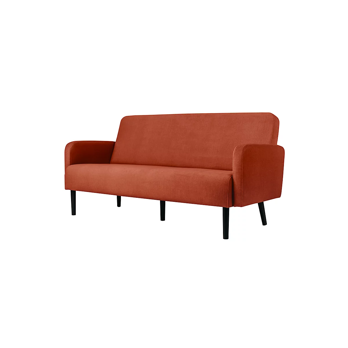 Dreisitzer Sofa meet® by Paperflow LISBOA, Stoffbezug rostfarben, Fußgestell schwarz, B 1760 x T 815 x H 830 mm