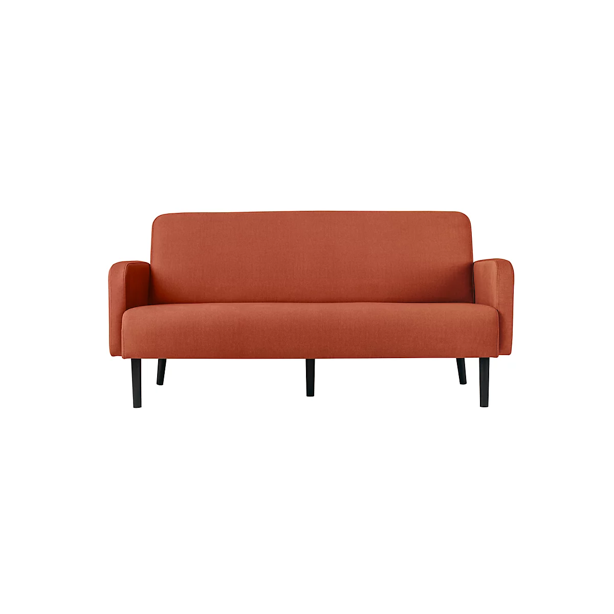 Dreisitzer Sofa meet® by Paperflow LISBOA, Stoffbezug rostfarben, Fußgestell schwarz, B 1760 x T 815 x H 830 mm