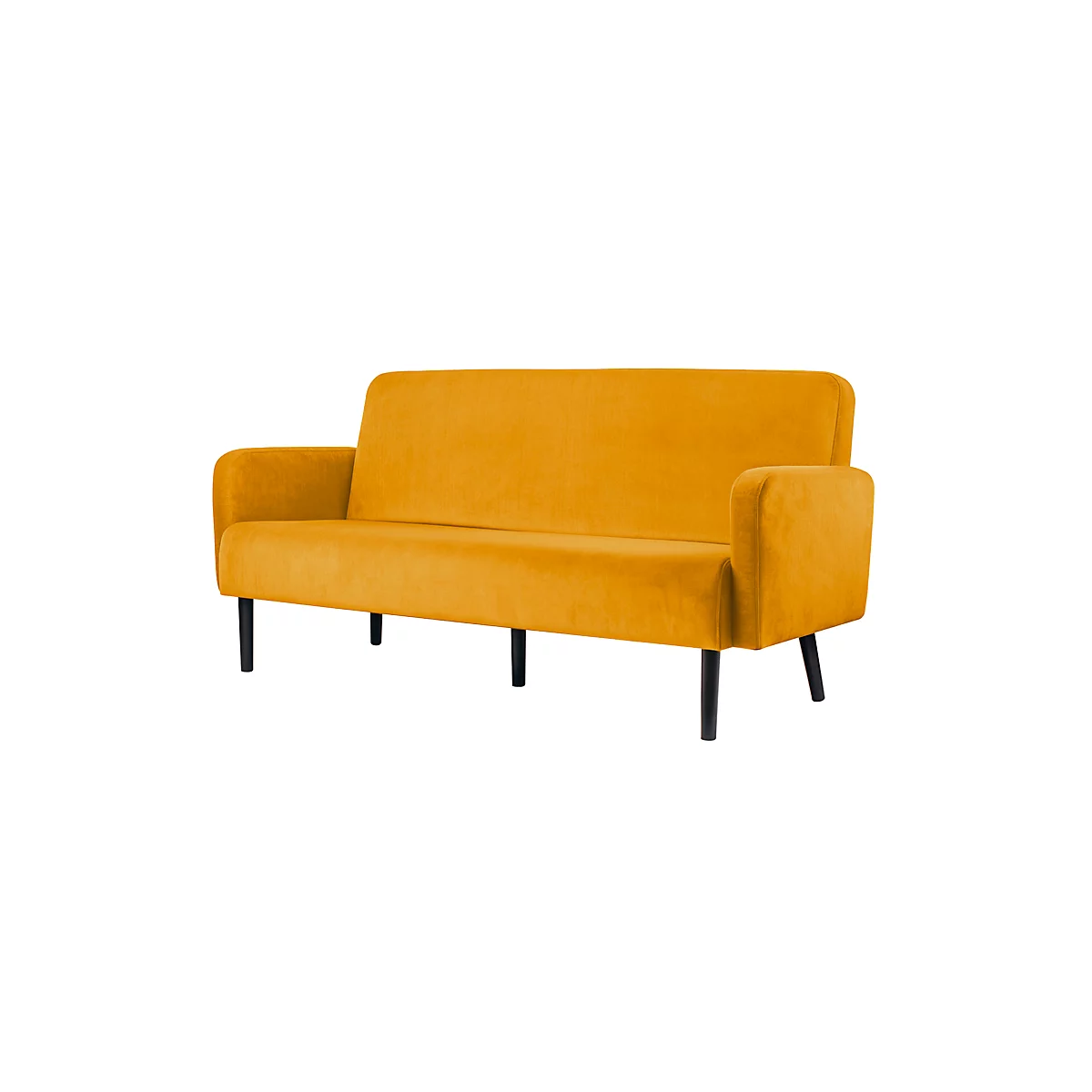 Dreisitzer Sofa meet® by Paperflow LISBOA, Stoffbezug safran, Fußgestell schwarz, B 1760 x T 815 x H 830 mm