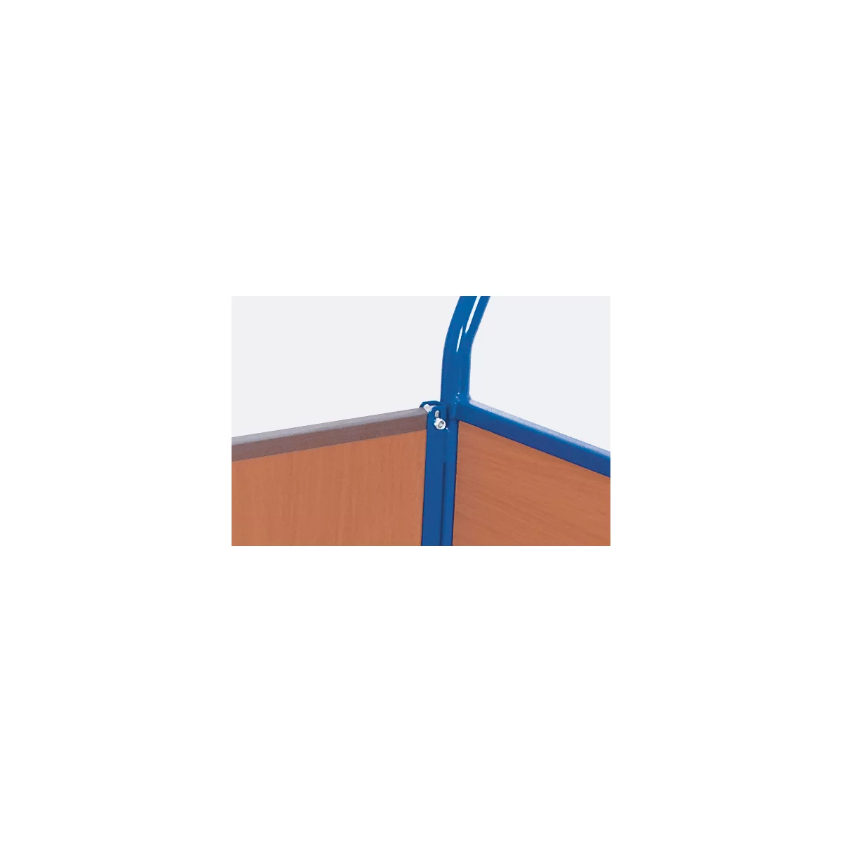 Driewandwagen, staal/MDF-plaat, decor gentiaanblauw/beuken, L 1000 x B 675 mm, afneembare zijwand, TPE-wielen met EasySTOP, tot 500 kg