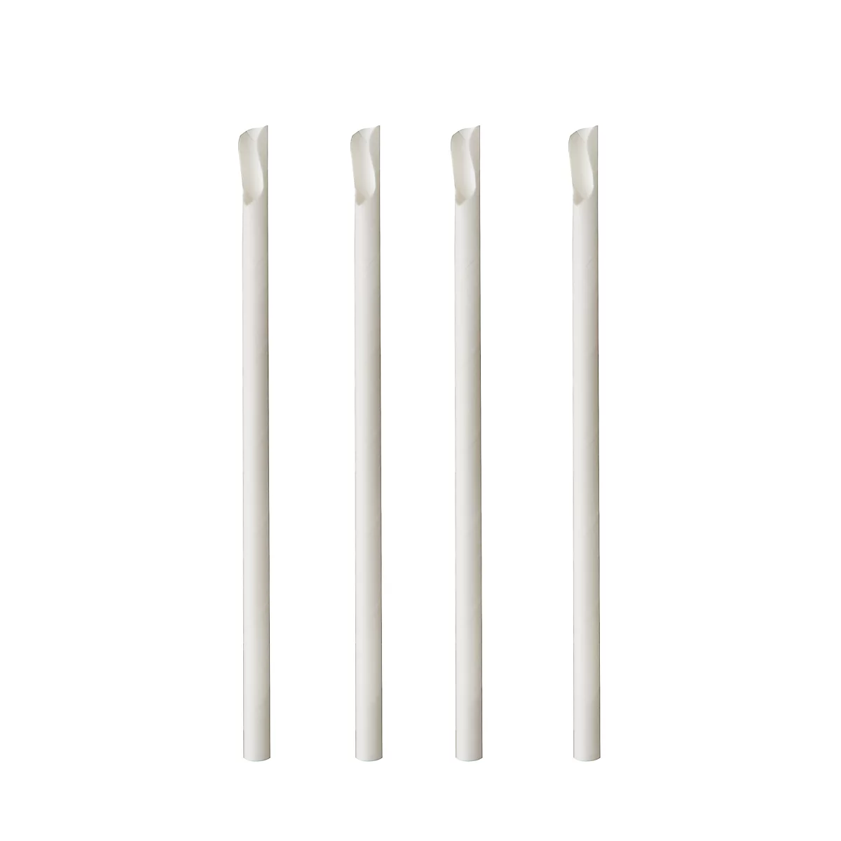 Drinkrietjes Papstar Pure, met lepeltje, wegwerp, L 200 x Ø 8 mm, gemaakt van FSC®-gecertificeerd papier, wit, 100 st.