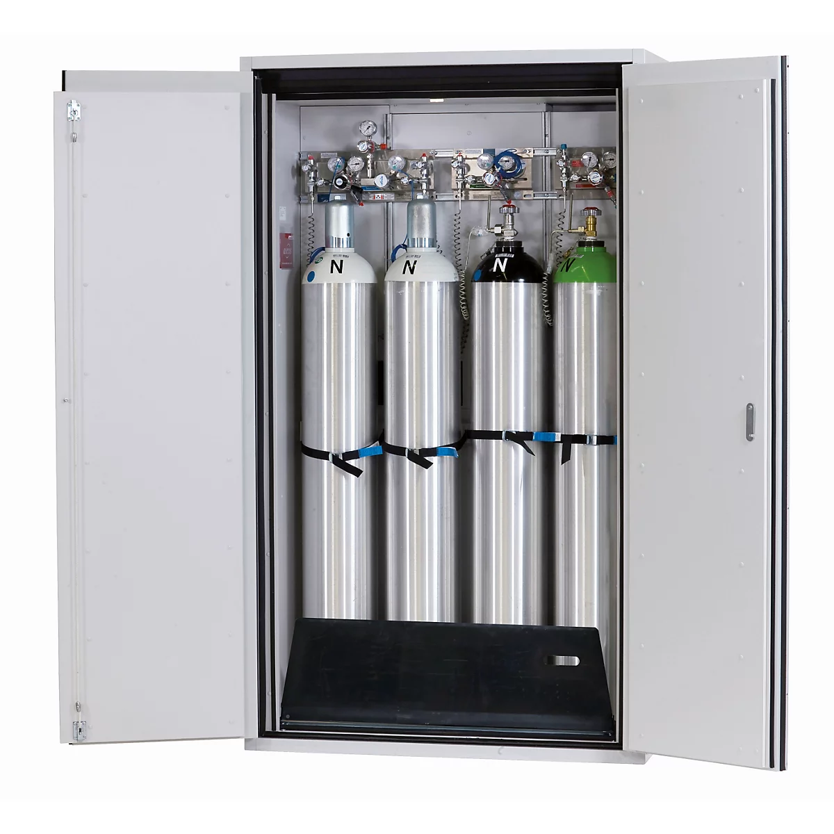 Druckgasflaschenschrank G-ULTIMATE-90 Standard, Doppelflügeltür, 4x 50 l Flaschen, B 1198 x T 615 x H 2050 mm