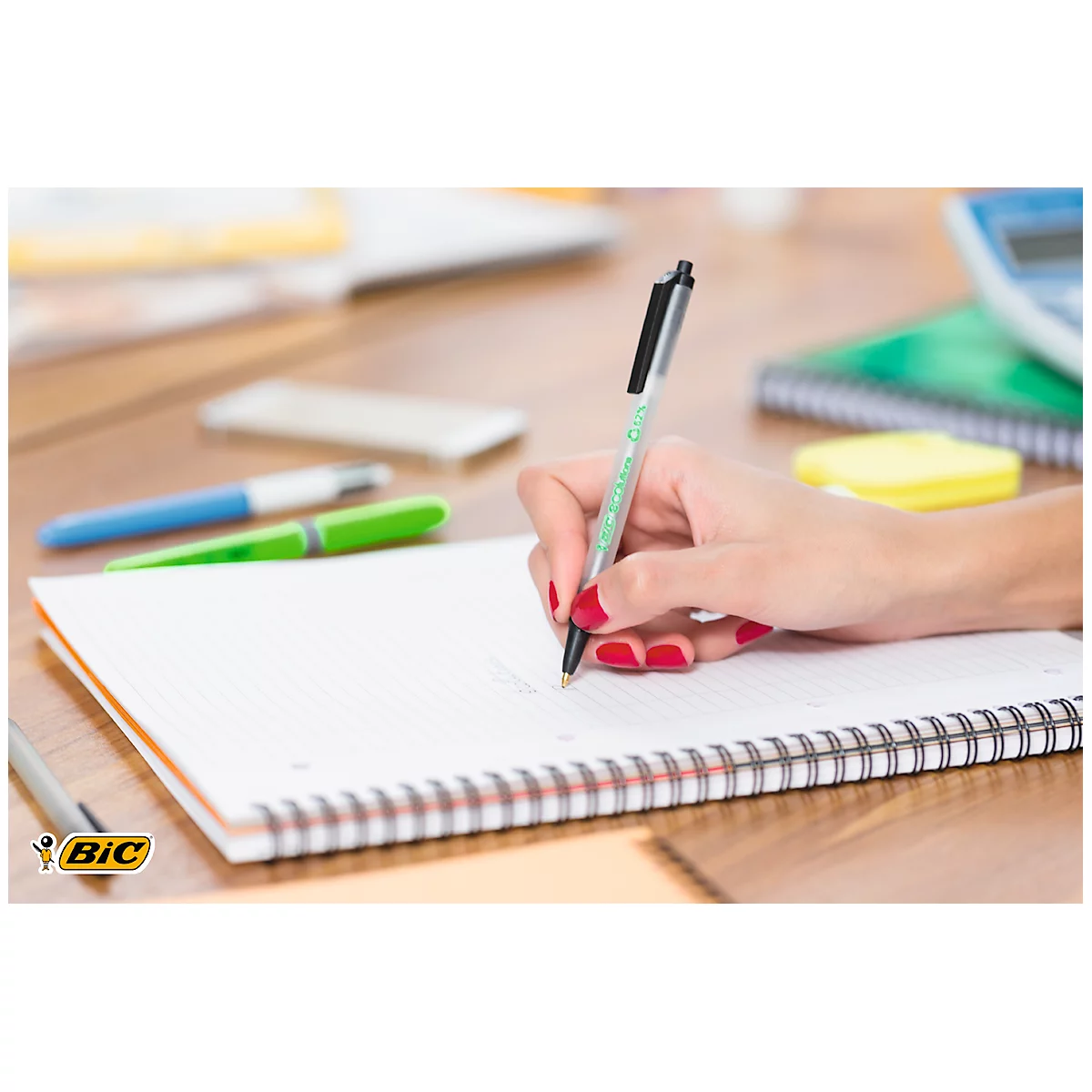 Druckkugelschreiber BIC® ECOlutions® Clic Stic, 0,4 mm, recycelt, schwarz, 50 Stück