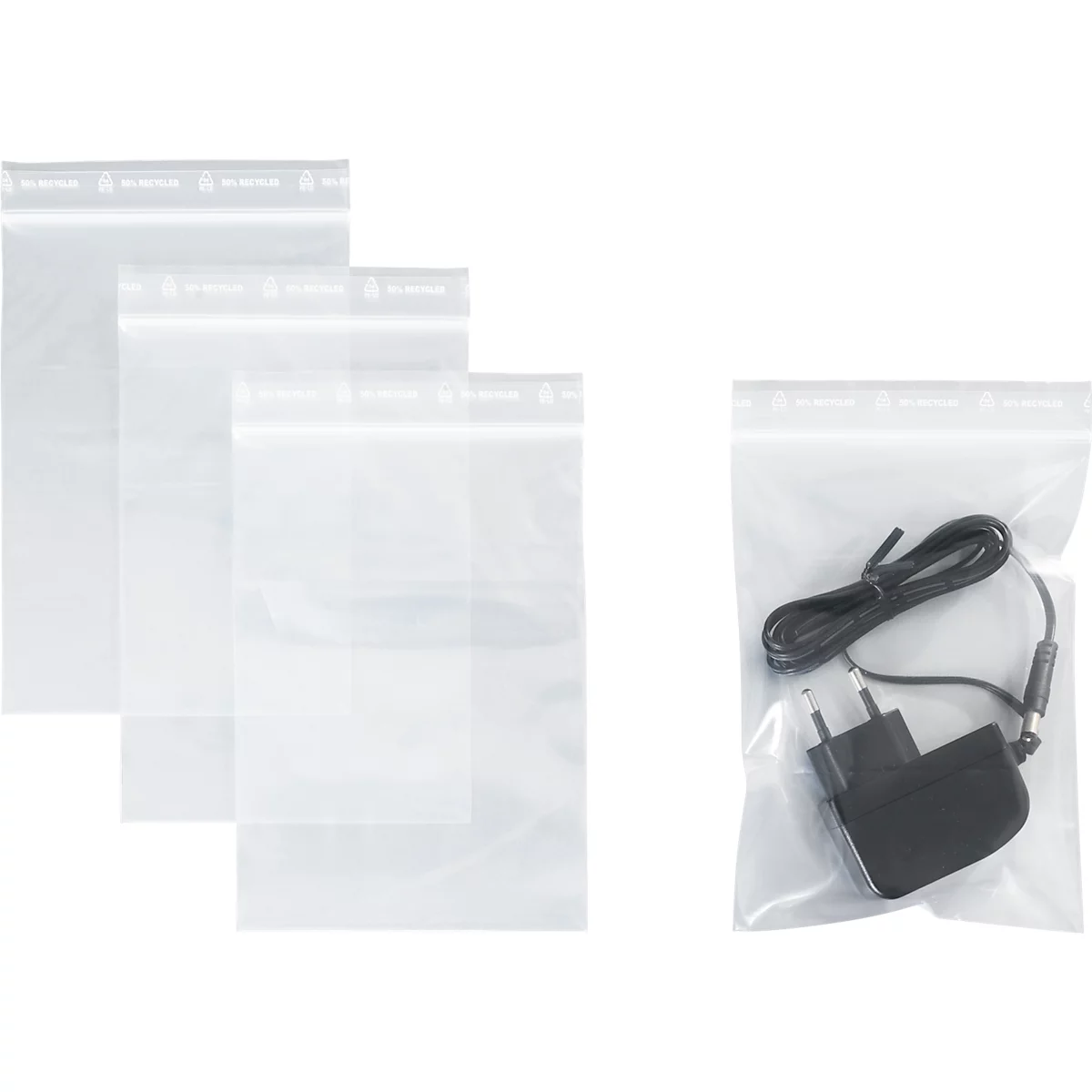 Drukzakken - polypropeen - 50% geregenereerd - 120 × 170 mm- 90 µm - transparant, zonder opdruk - 1000 st.