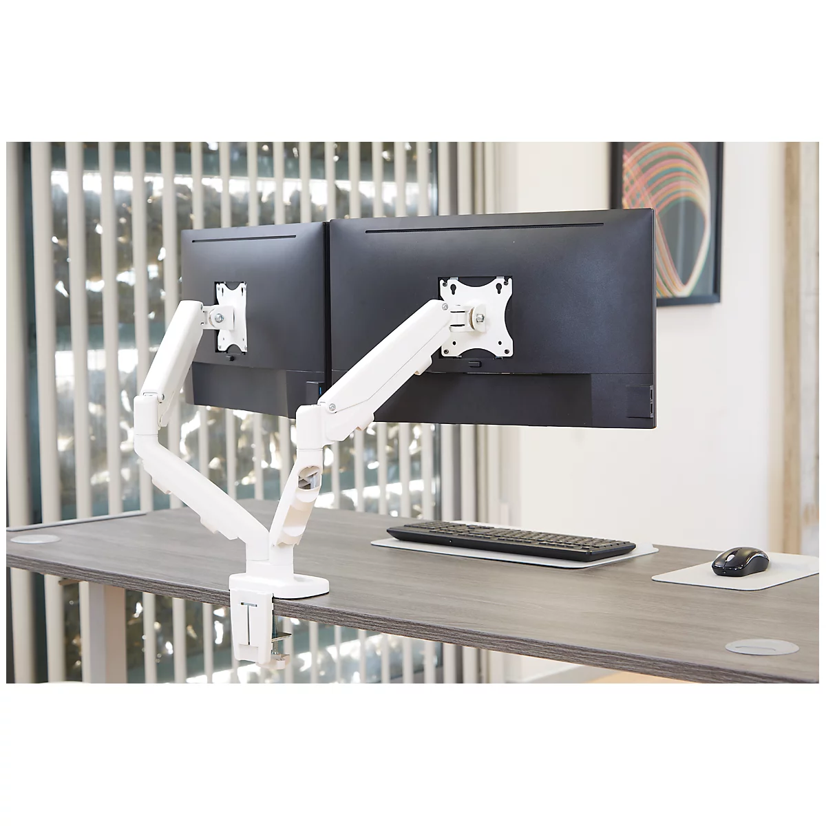 Dual Monitorarm Fellowes Eppa™, bis 39" Gesamtbreite, VESA, dreh-/schwenk-/neig-/höhenverstellbar, weiß
