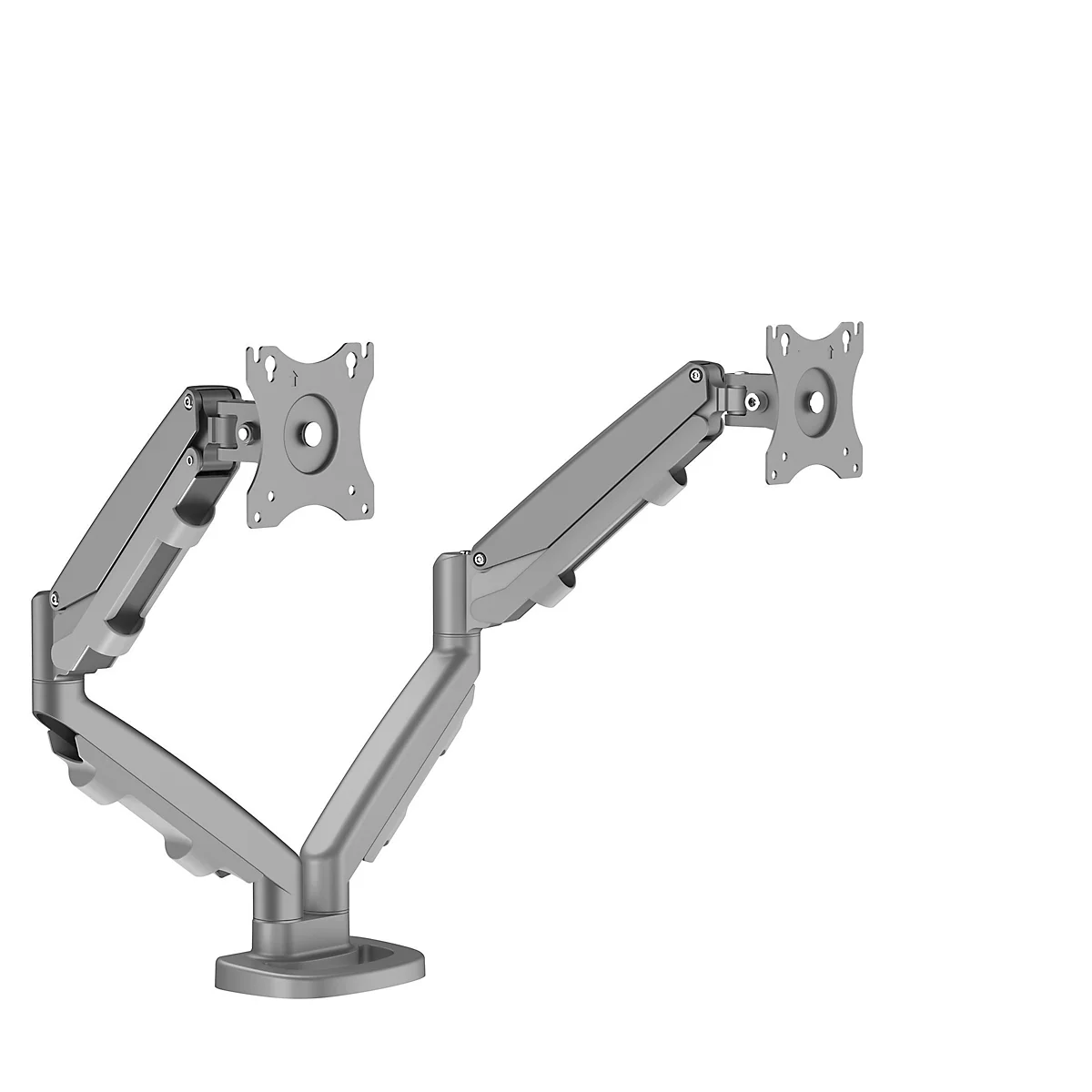 Dual Monitorarm Fellowes Eppa™, jusqu'à 39" de largeur totale, VESA, réglable en panoramique/inclinaison/ hauteur, argent