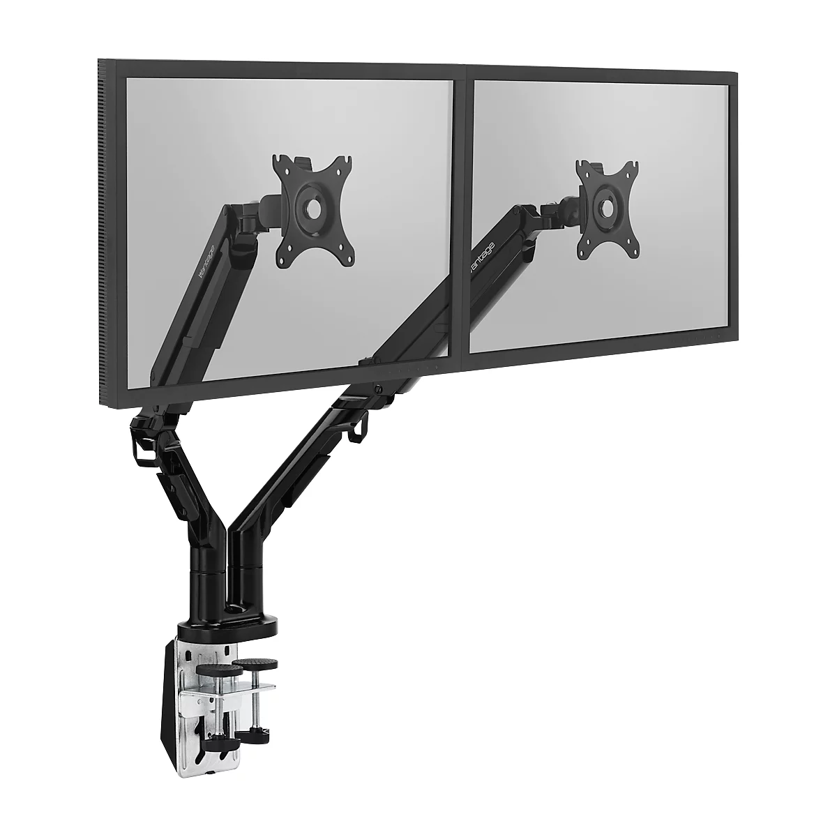Dual-Monitorarm Vantage Premium, bis 36 Zoll je Arm, bis 2-9 kg je Monitor, höhen-/tiefenverstellbar, Neigungsfunktion, VESA, schwarz