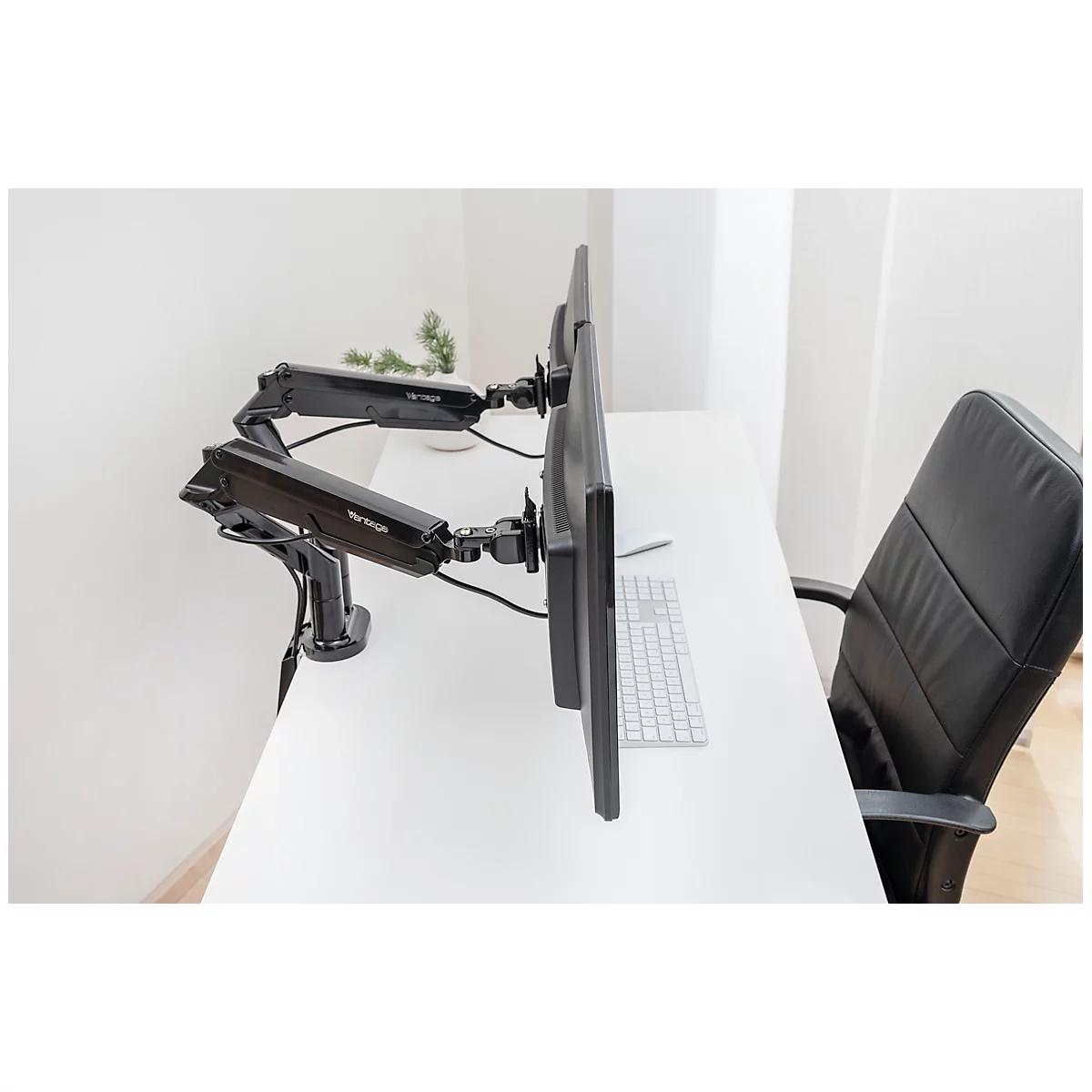 Dual-Monitorarm Vantage Premium, bis 36 Zoll je Arm, bis 2-9 kg je Monitor, höhen-/tiefenverstellbar, Neigungsfunktion, VESA, schwarz