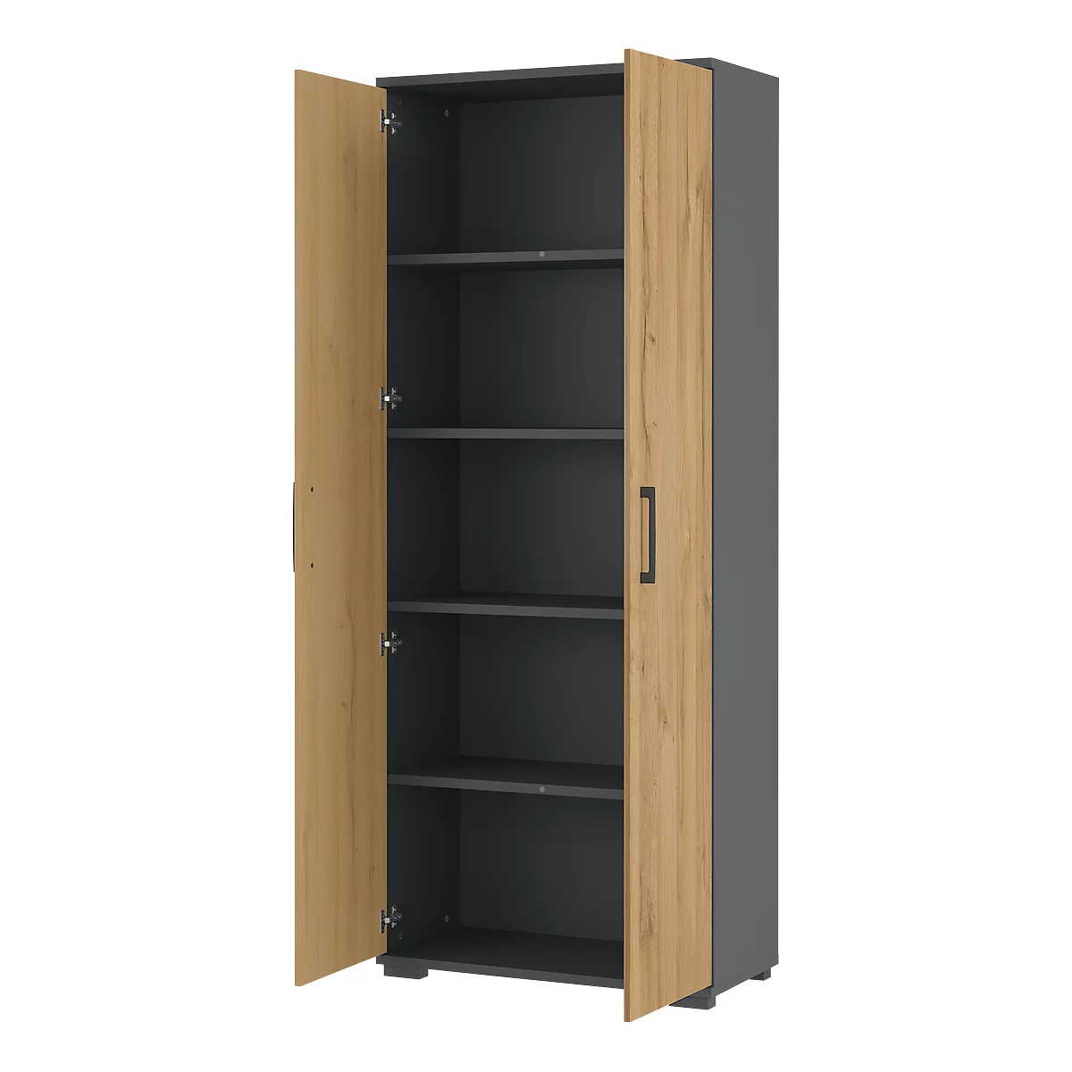 Dubbeldeurskast Profi 2.0, gemaakt van hout, 5 vakken in OH, B 800 x D 400 x H 2000 mm, Kleinzoon eik/grafiet