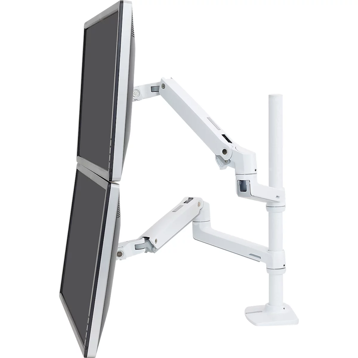 Dubbele monitorarm Ergotron LX 45-509-216, voor 2 monitoren tot 40", tot 20 kg, in hoogte verstelbaar, kantelen, zwenken &amp; zwenken, aluminium &amp; staal, wit