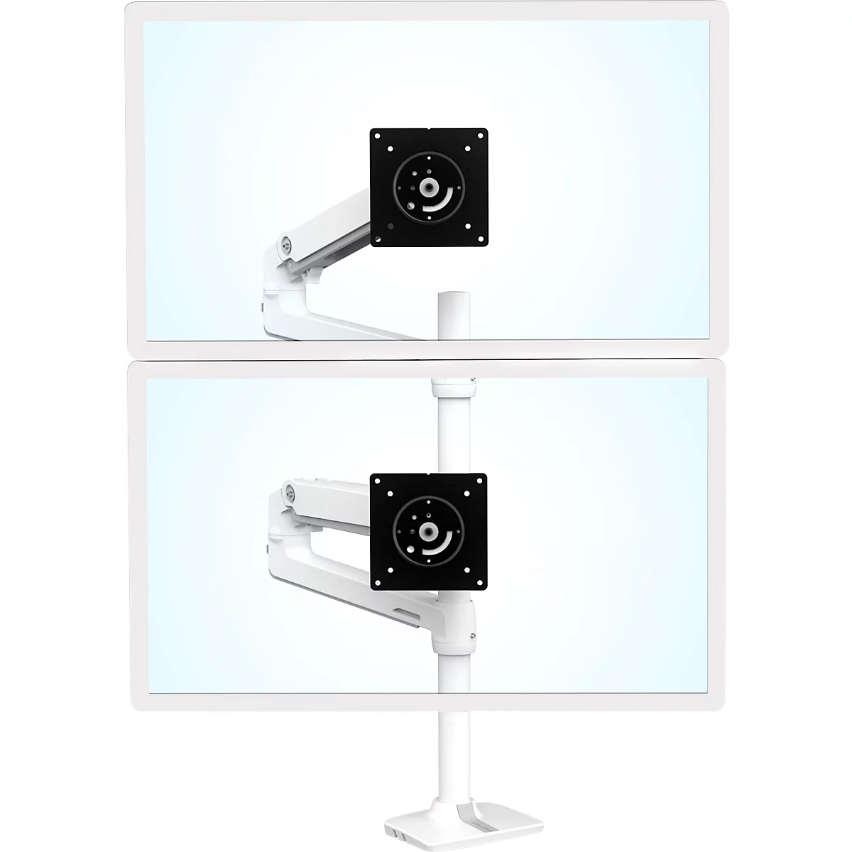 Dubbele monitorarm Ergotron LX 45-509-216, voor 2 monitoren tot 40", tot 20 kg, in hoogte verstelbaar, kantelen, zwenken &amp; zwenken, aluminium &amp; staal, wit