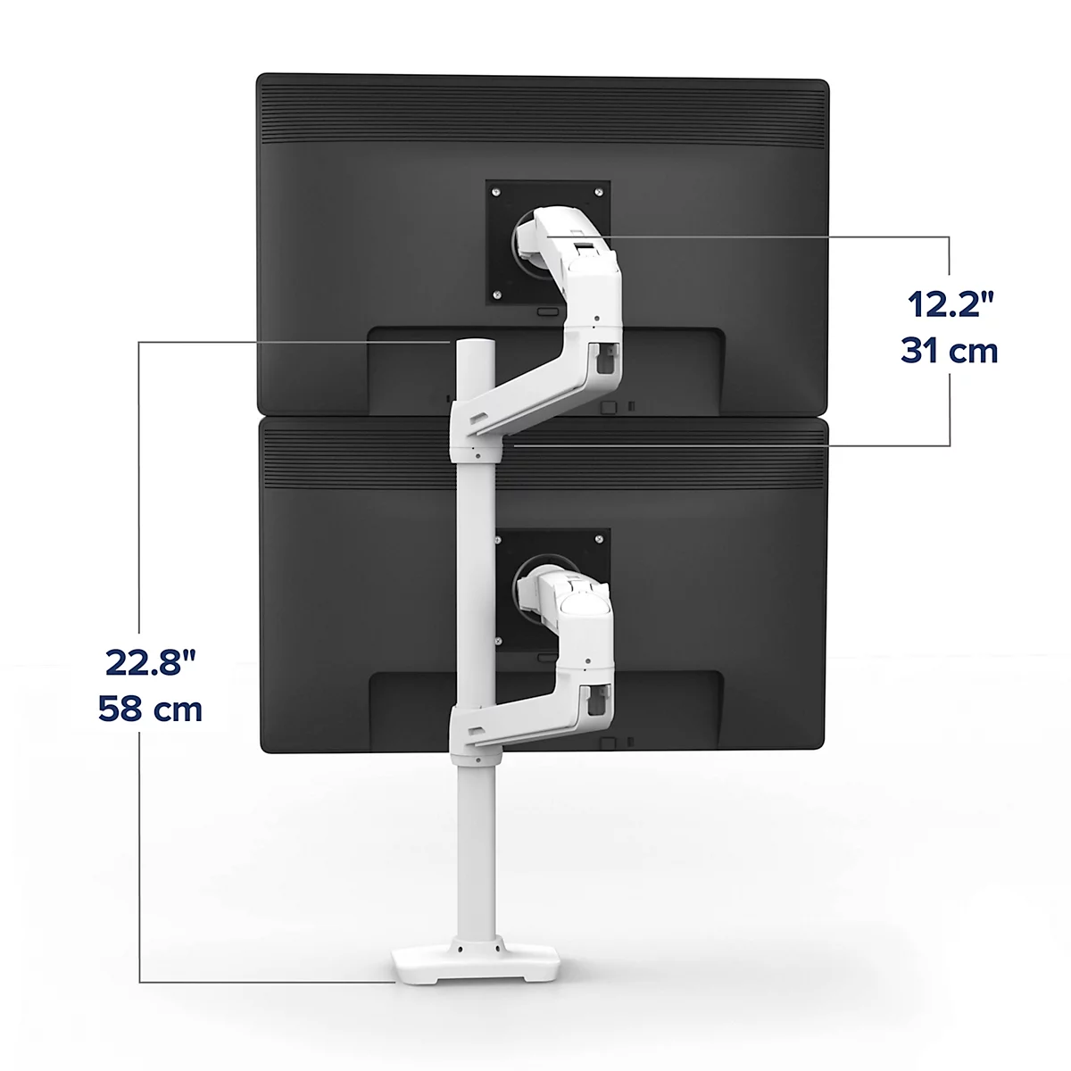 Dubbele monitorarm Ergotron LX 45-509-216, voor 2 monitoren tot 40", tot 20 kg, in hoogte verstelbaar, kantelen, zwenken &amp; zwenken, aluminium &amp; staal, wit