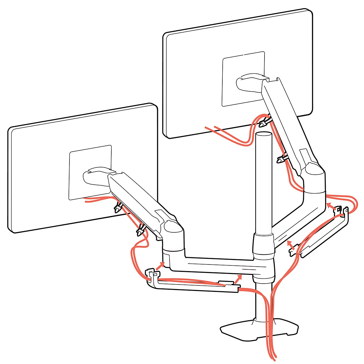 Dubbele monitorarm Ergotron LX 45-509-216, voor 2 monitoren tot 40", tot 20 kg, in hoogte verstelbaar, kantelen, zwenken &amp; zwenken, aluminium &amp; staal, wit