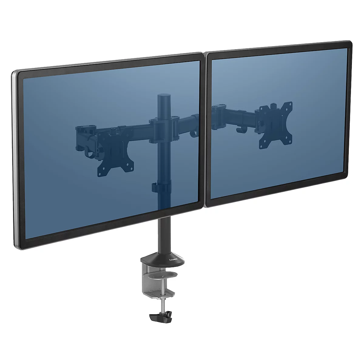 Dubbele monitorarm Fellowes Reflex, tot 32' breedte, VESA, draaibaar/kantelbaar, in hoogte en diepte verstelbaar, zwart