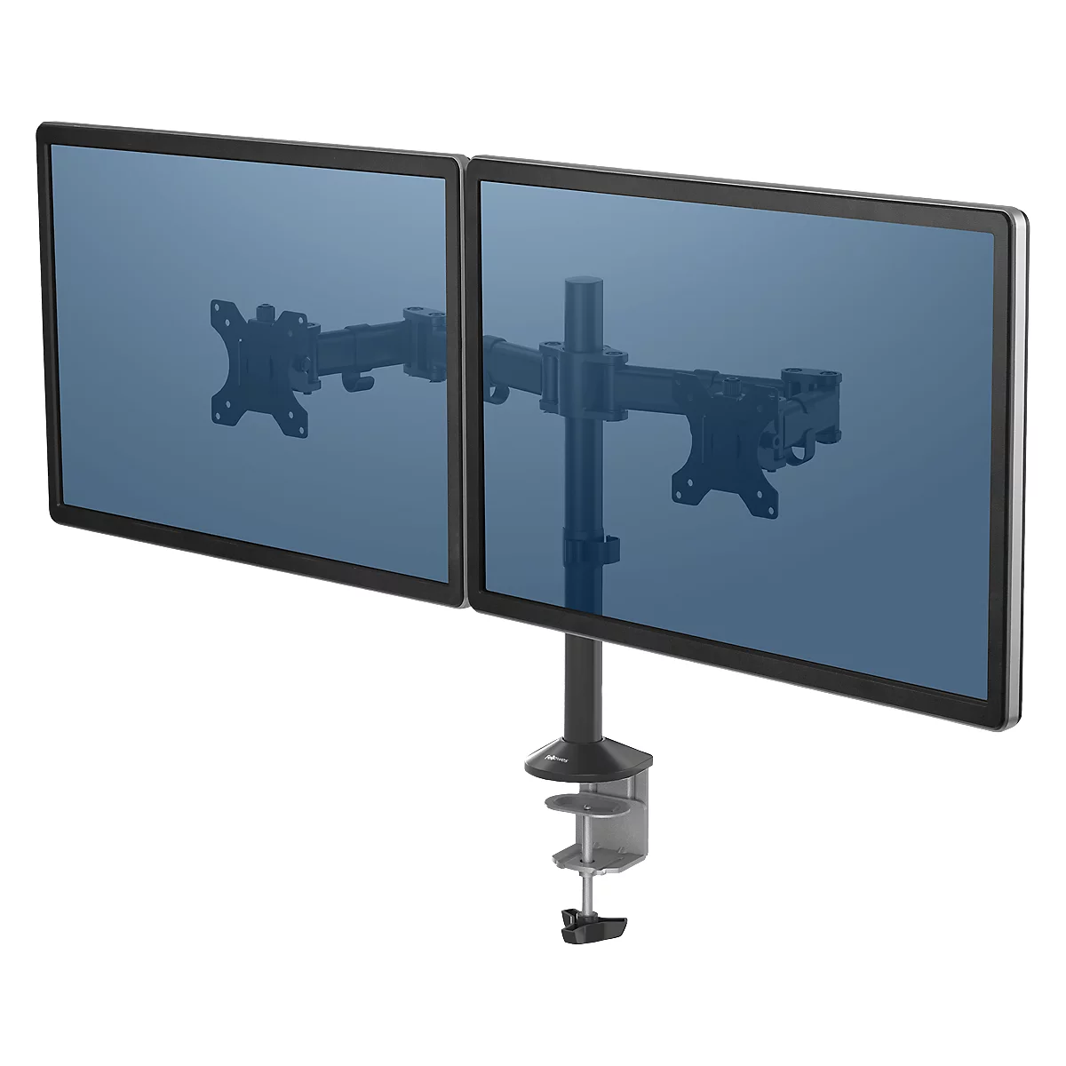 Dubbele monitorarm Fellowes Reflex, tot 32' breedte, VESA, draaibaar/kantelbaar, in hoogte en diepte verstelbaar, zwart