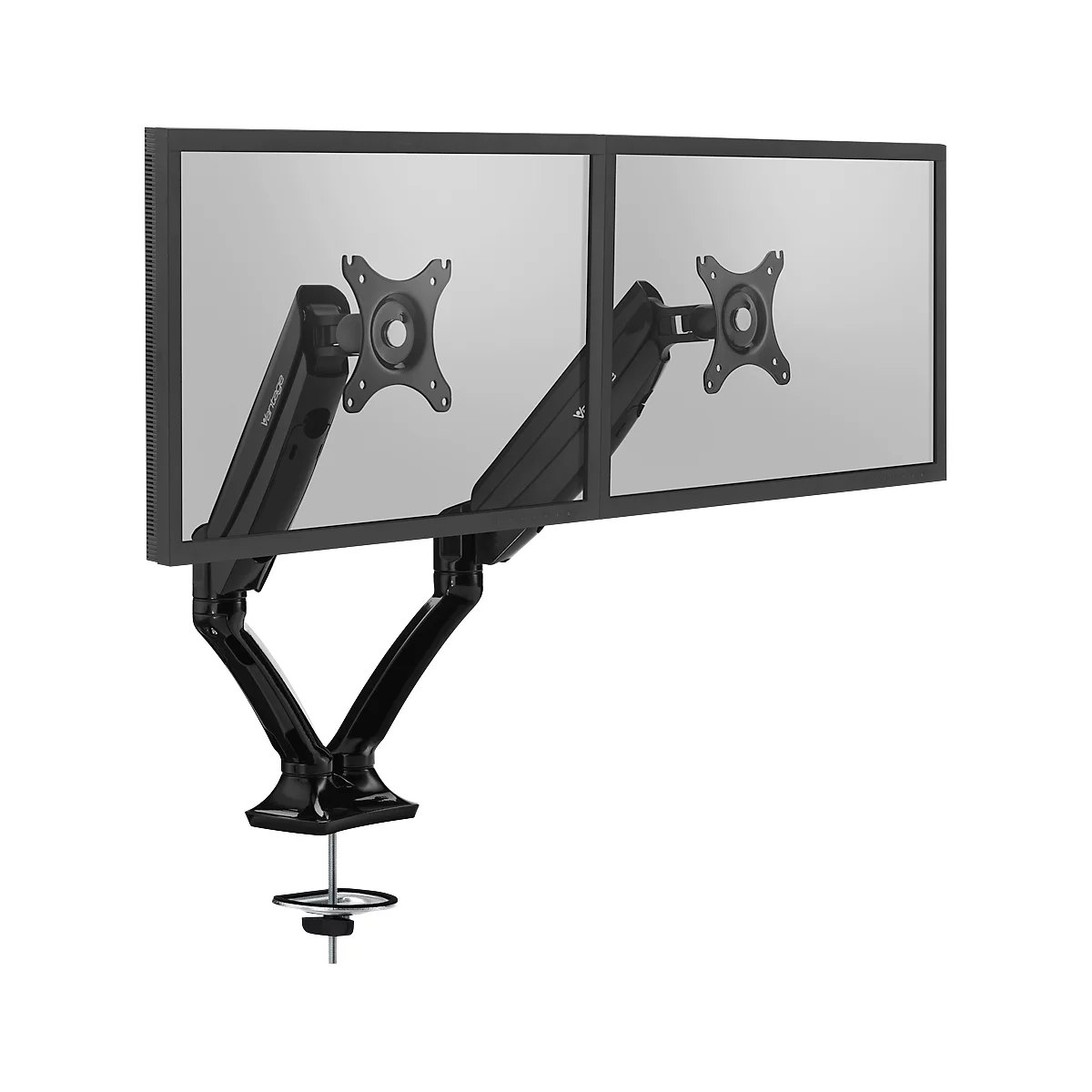 Dubbele monitorarm Vantage Office, tot 27 inch per arm, 2-9 kg per arm, in hoogte/diepte verstelbaar, kantelfunctie, VESA, zwart
