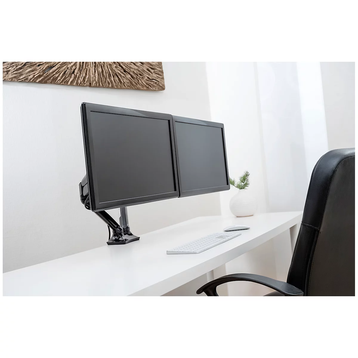 Dubbele monitorarm Vantage Office, tot 27 inch per arm, 2-9 kg per arm, in hoogte/diepte verstelbaar, kantelfunctie, VESA, zwart