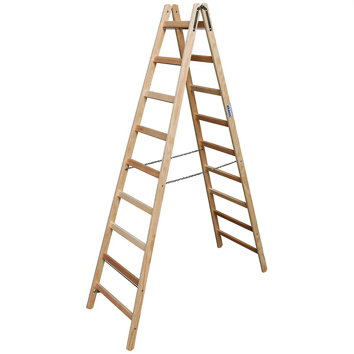 Dubbele trapladder, hout, 2 x 9 sporten