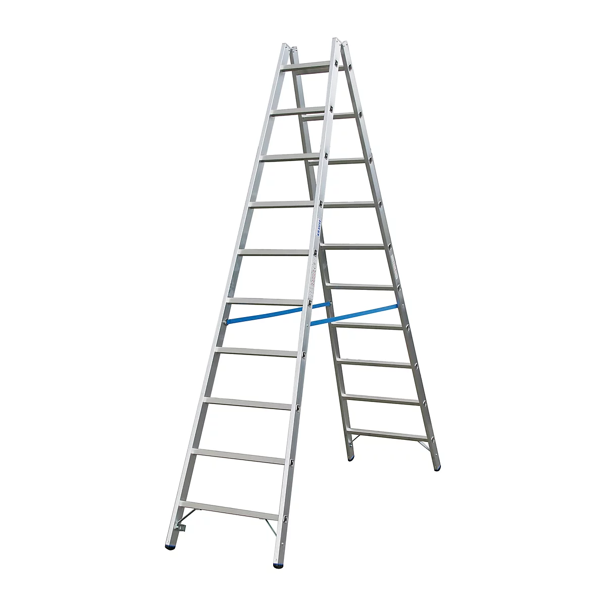 Dubbele trapladder, van aluminium, 2x 10 sporten