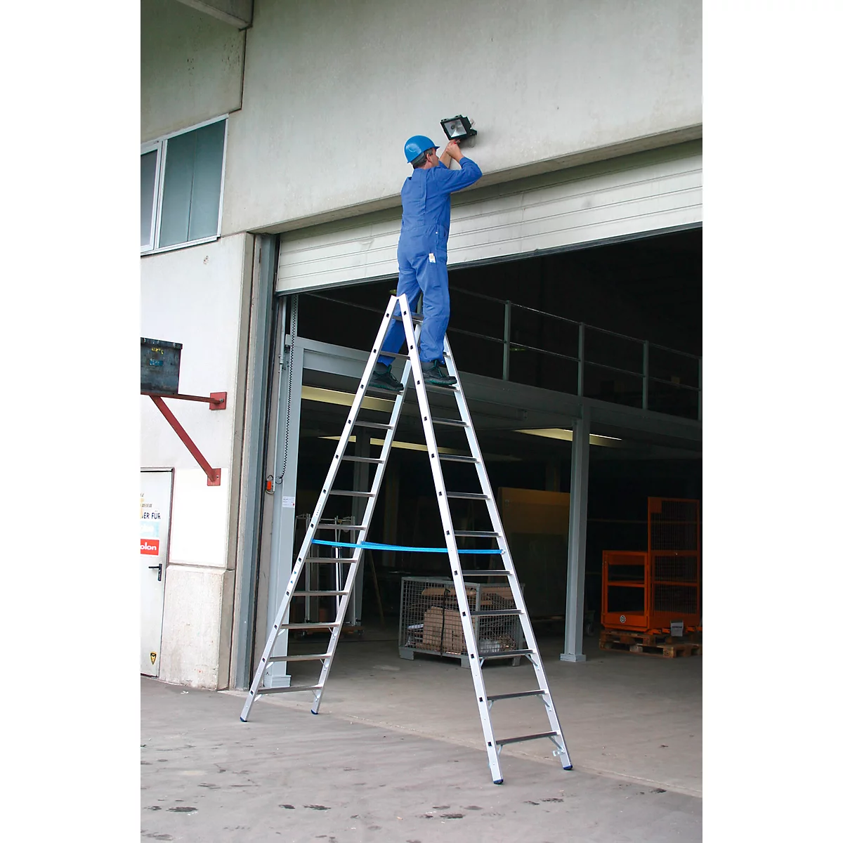 Dubbele trapladder, van aluminium, 2x 12 sporten