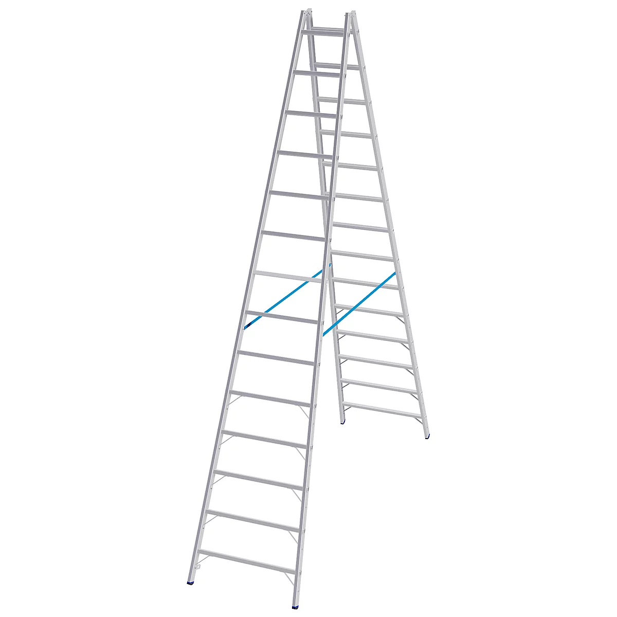 Dubbele trapladder, van aluminium, 2x 16 sporten