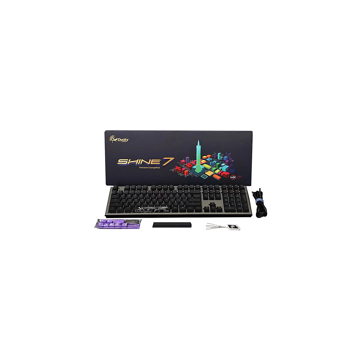Ducky Shine 7 DKSH1808ST - Tastatur - Hintergrundbeleuchtung - USB-C - Tastenschalter: CHERRY MX RGB Red - gunmetal-grau
