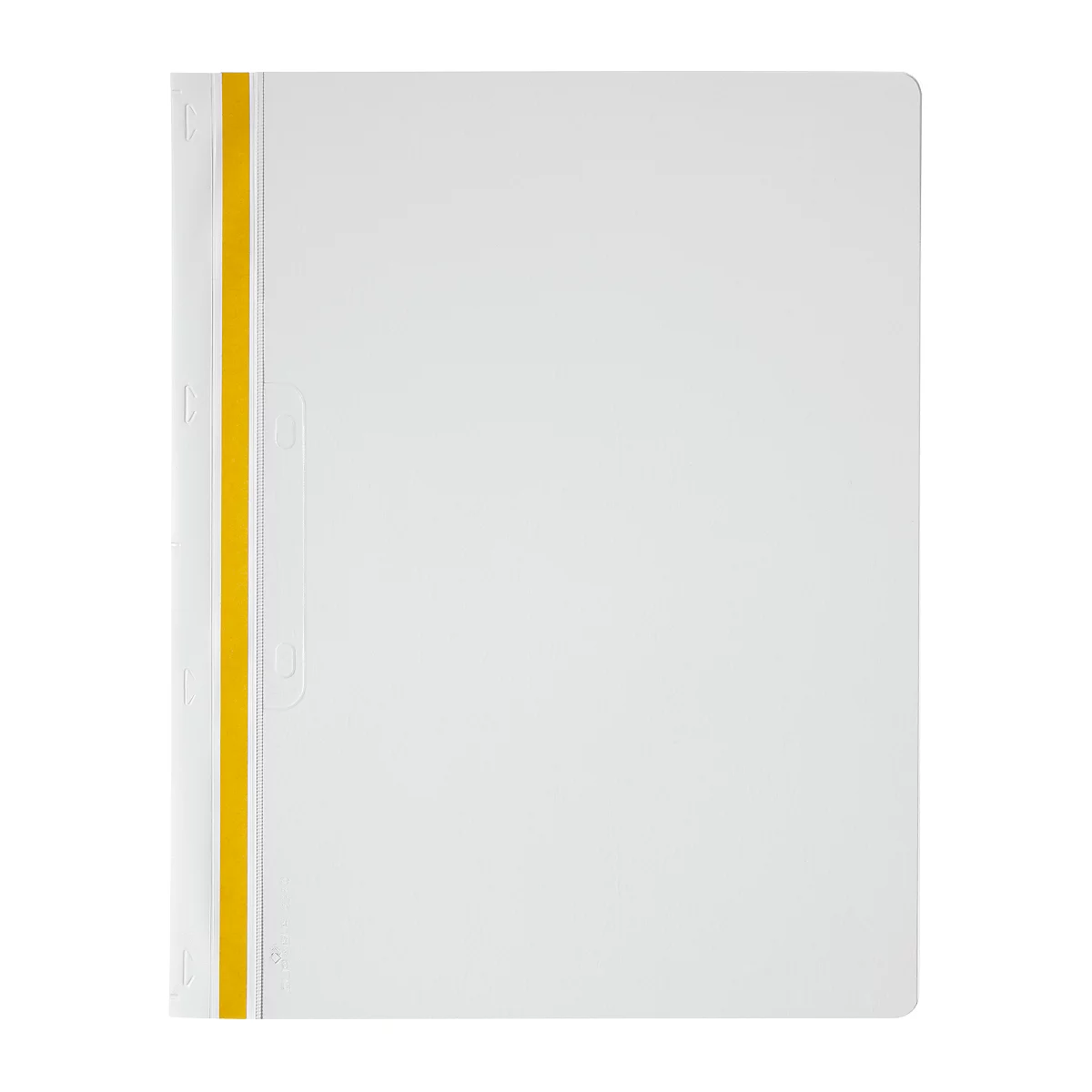 White folder with yellow stripe on the edge.