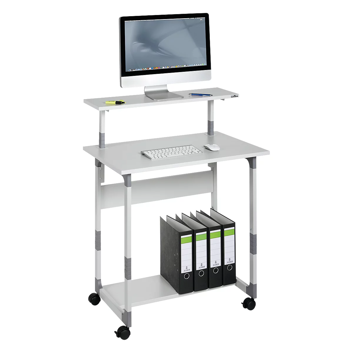 DURABLE Computertrolley 80 VH, in hoogte verstelbaar, breedte 800 mm, met wieltjes, grijs