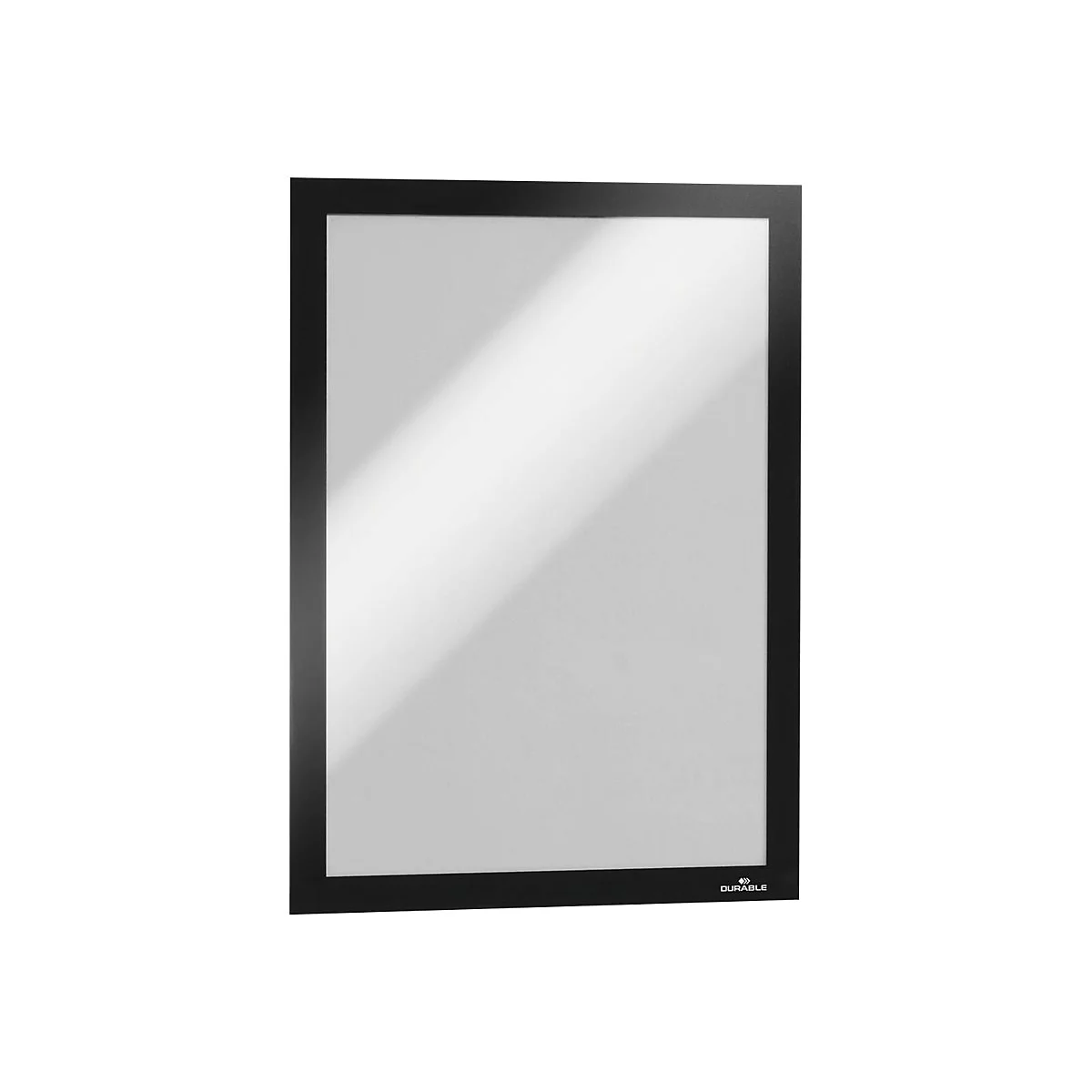 Schwarzer, rechteckiger Rahmen mit weißer Fläche, DURABLE Logo rechts unten.
