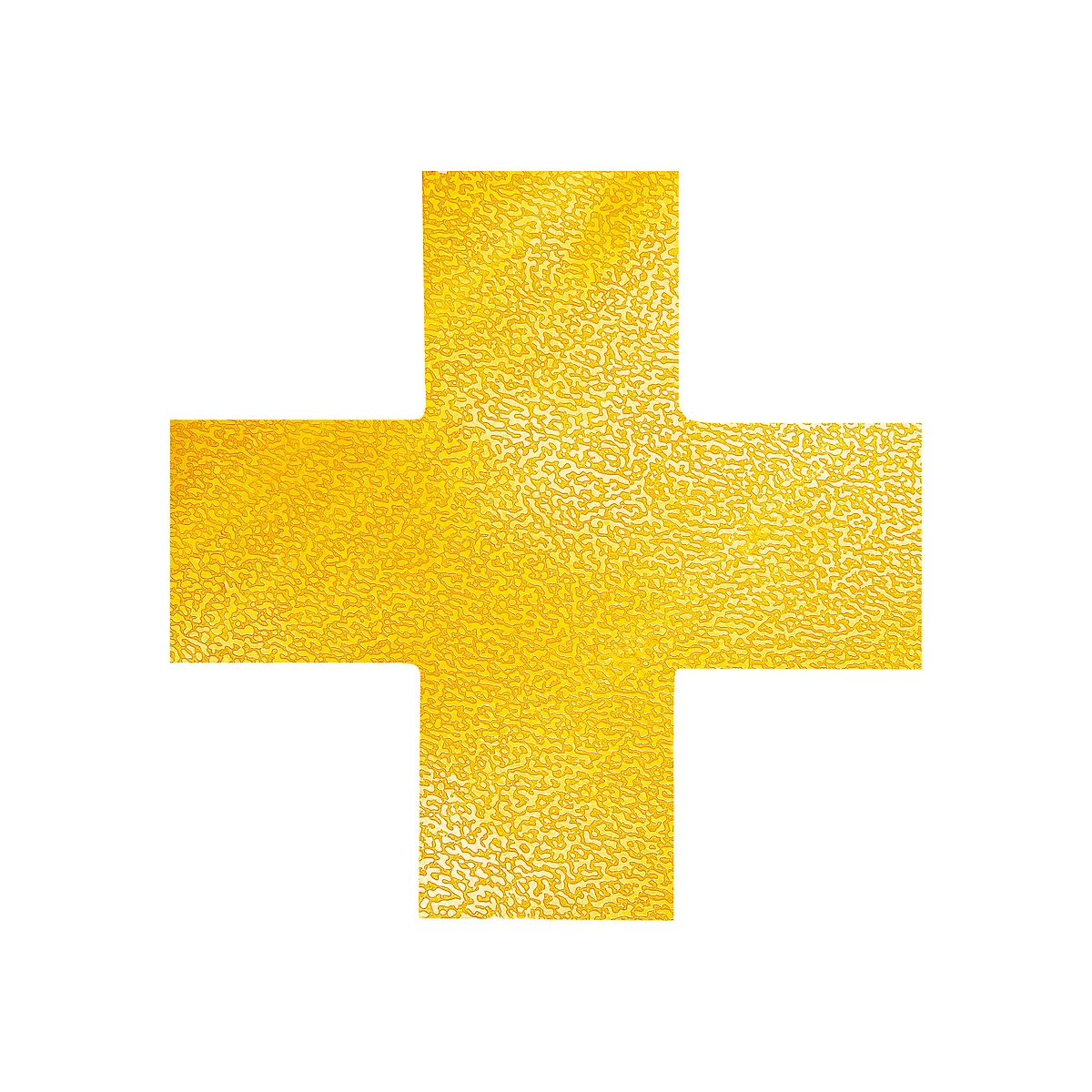 Yellow cross with rough texture, which can be used for markings or inscriptions.