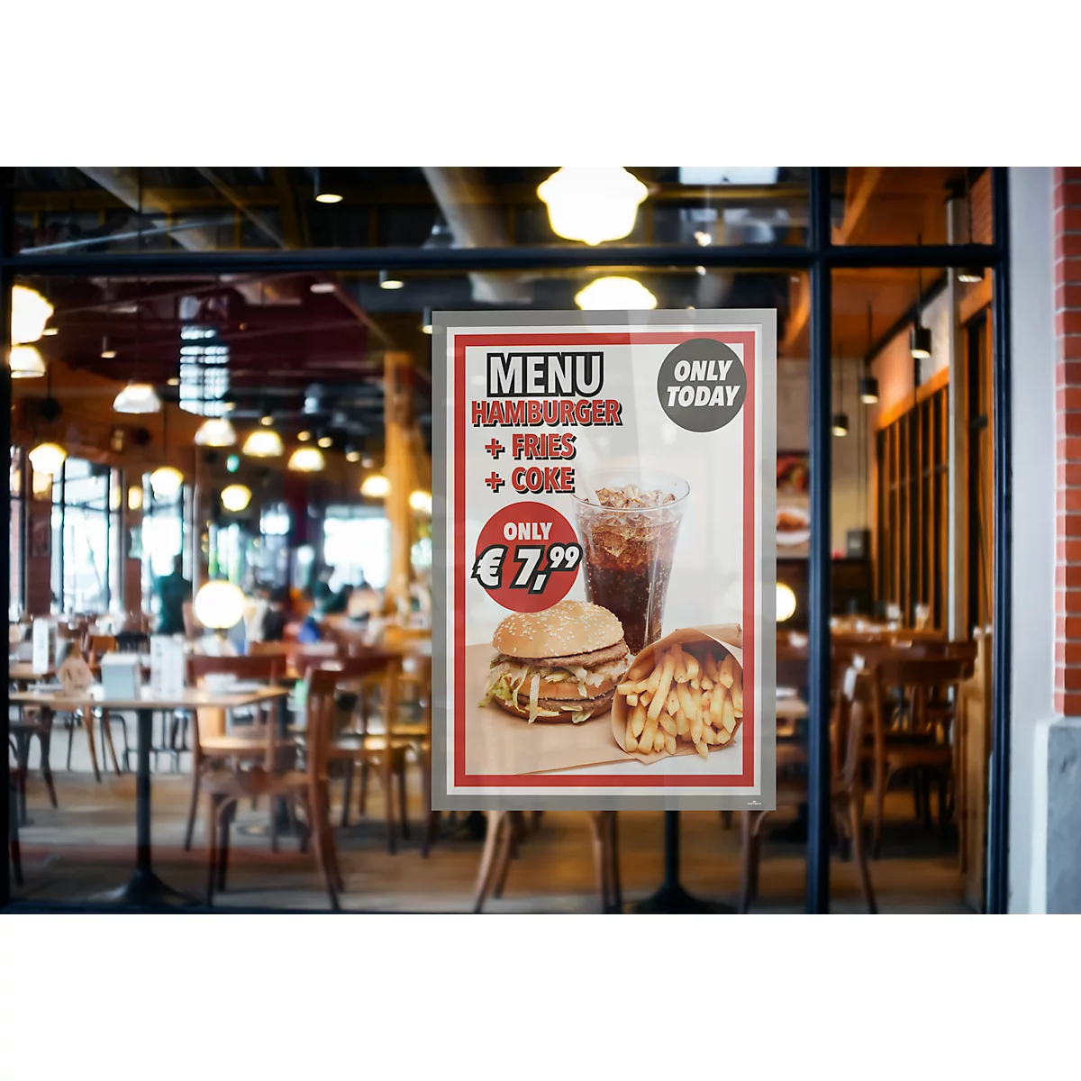 Durable Inforahmen DURAFRAME® Poster, A1 Hoch-/Querformat, für 2 Poster, selbstklebend, aufklappbarer Magnetrahmen, B 639 x T 28 x H 886 mm, PET, silber