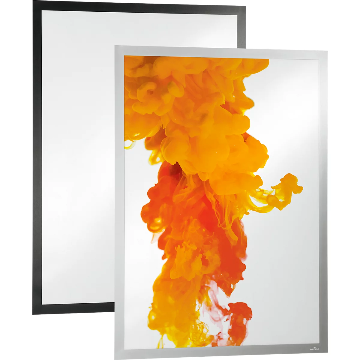 Durable Inforahmen DURAFRAME® Poster, A1 Hoch-/Querformat, für 2 Poster, selbstklebend, aufklappbarer Magnetrahmen, B 639 x T 28 x H 886 mm, PET, silber