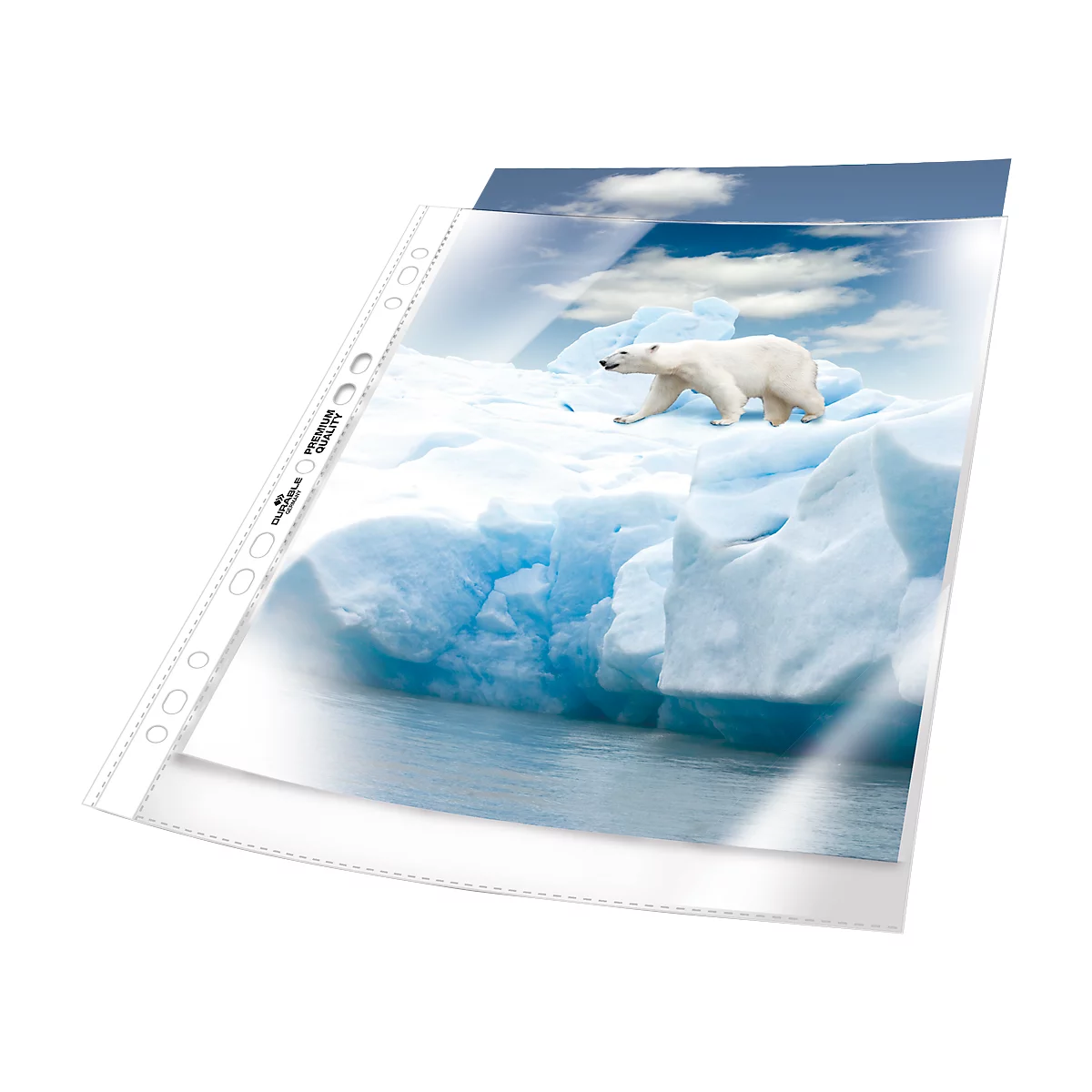 DURABLE insteekhoesjes Premium, A4, bovenaan open, 100 stuks, generfd, transparant