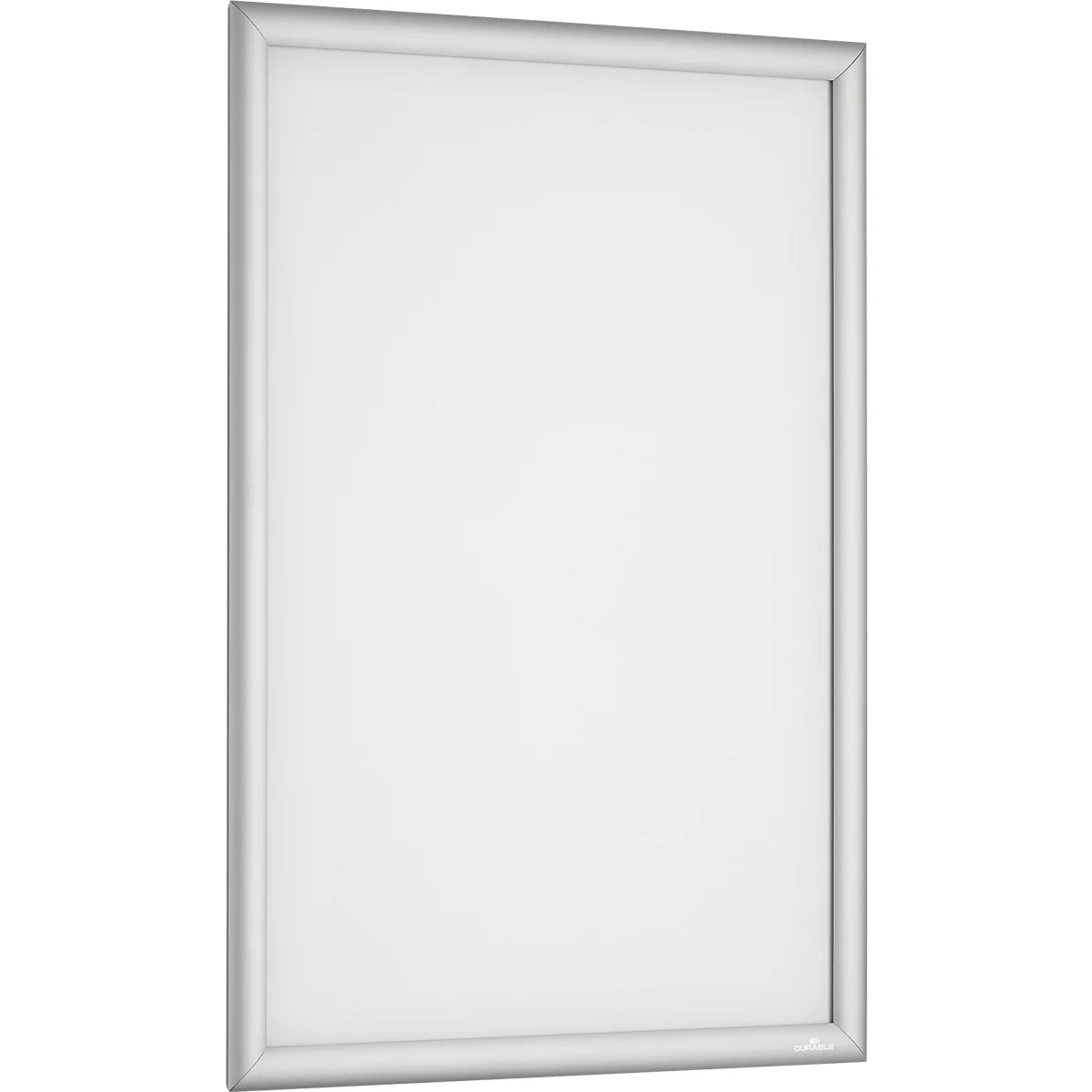 Silberner Klapprahmen im Hochformat vor neutralem Hintergrund.