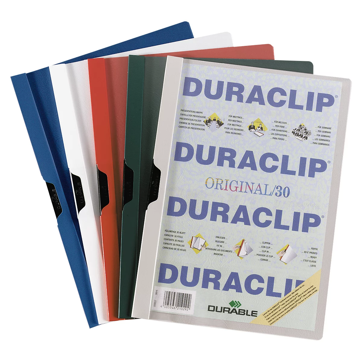 DURABLE klemmap DURACLIP, A4, kunststof, met clip, rood