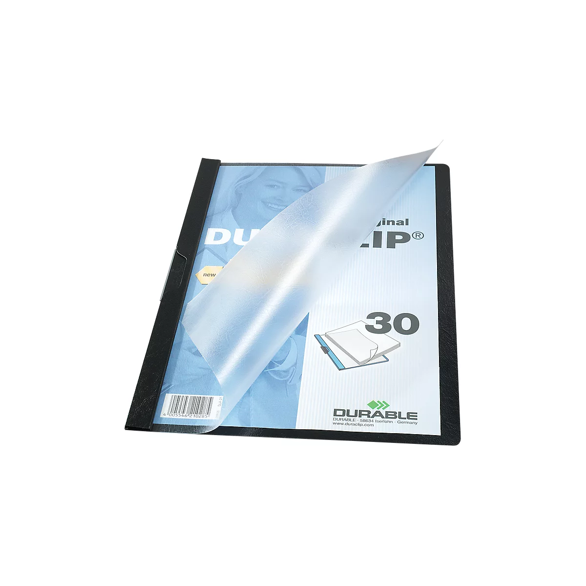 DURABLE klemmap DURACLIP, A4, kunststof, met clip, zwart