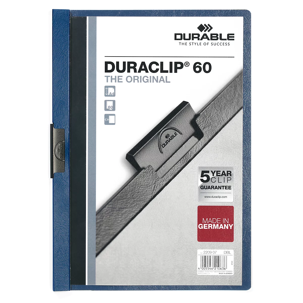 DURABLE klemmappen DURACLIP, A4, kunststof, met clip, donkerblauw