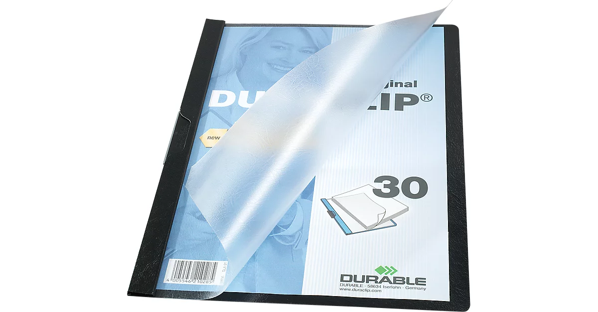 Durable Klemmmappe Duraclip, DIN A4, Kunststoff, mit Clip, schwarz