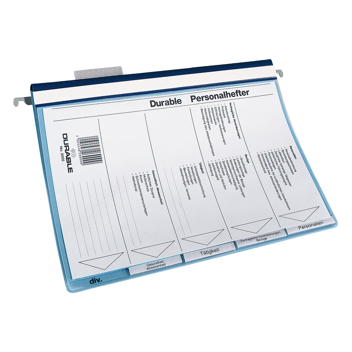 Durable Personalhefter, DIN A4, 5 Fächer, blau
