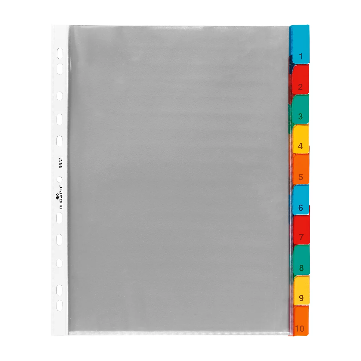 DURABLE PP-Hüllenregister überbreit, 10 Blätter, farbige Taben