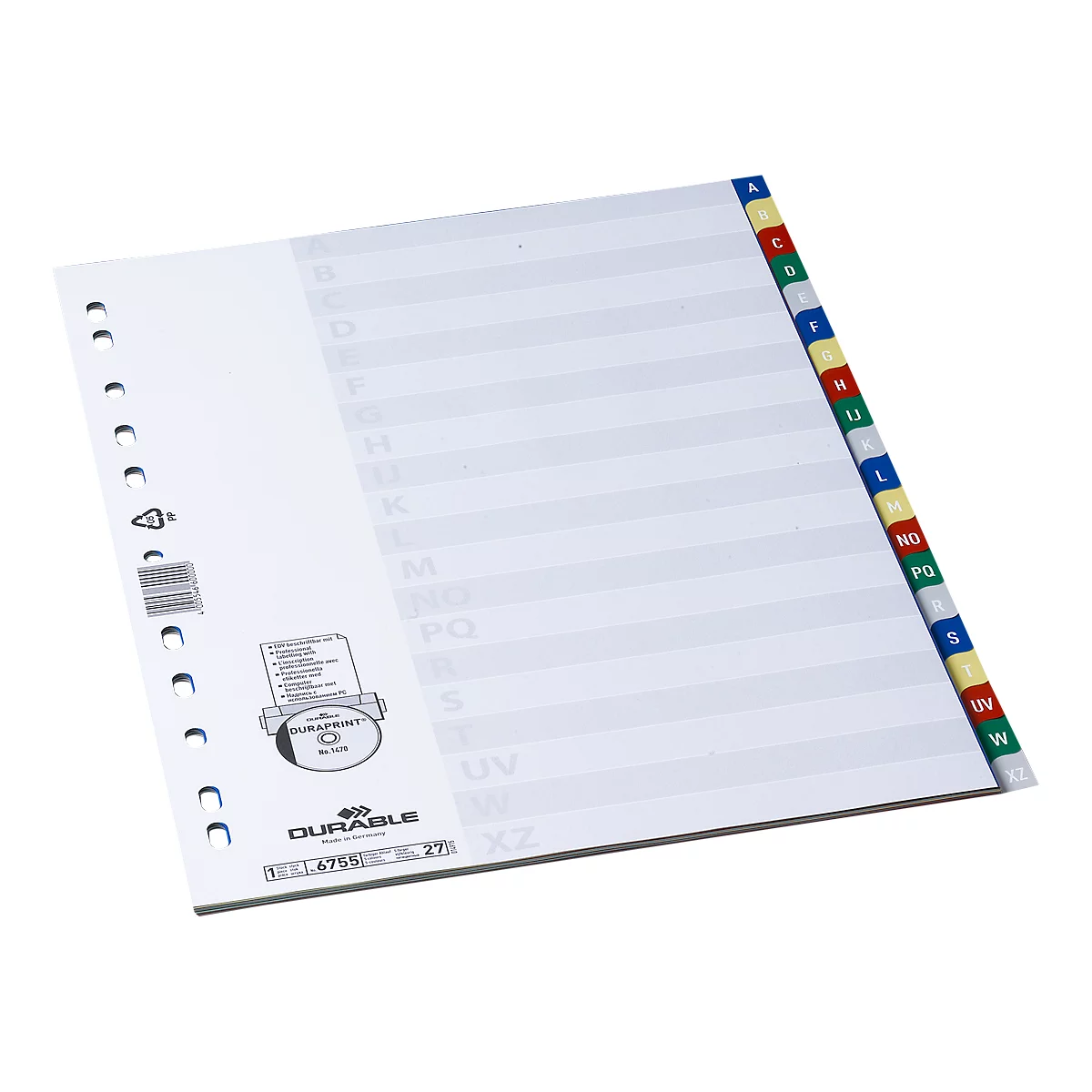 DURABLE PP-indexbladen, Letters A-Z