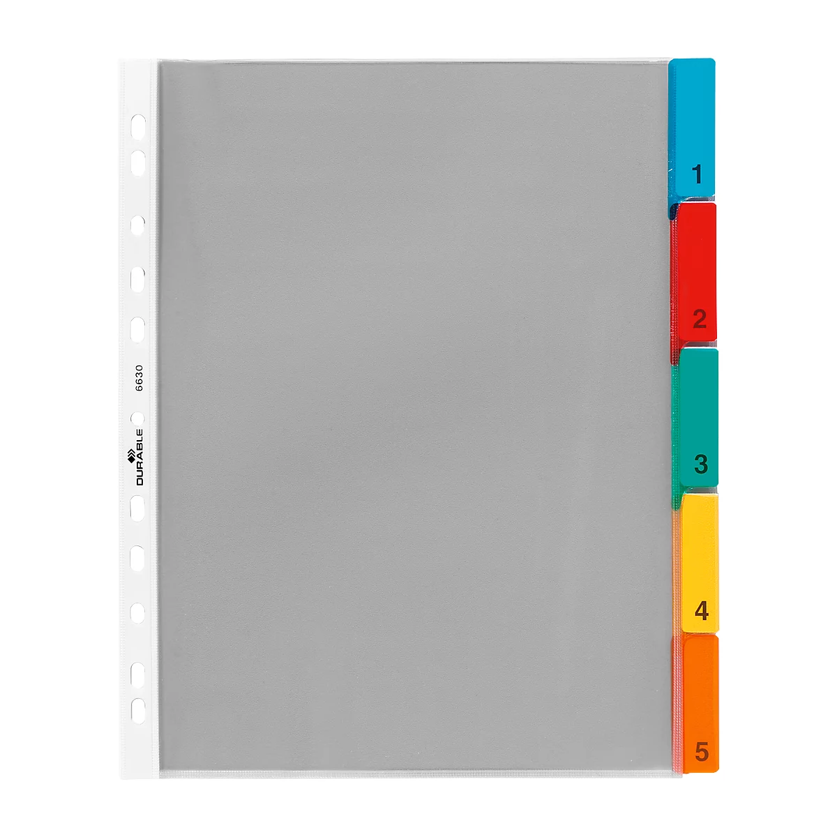 DURABLE PP-indexhoezen extra breed, 5 bladen, gekleurde tabs