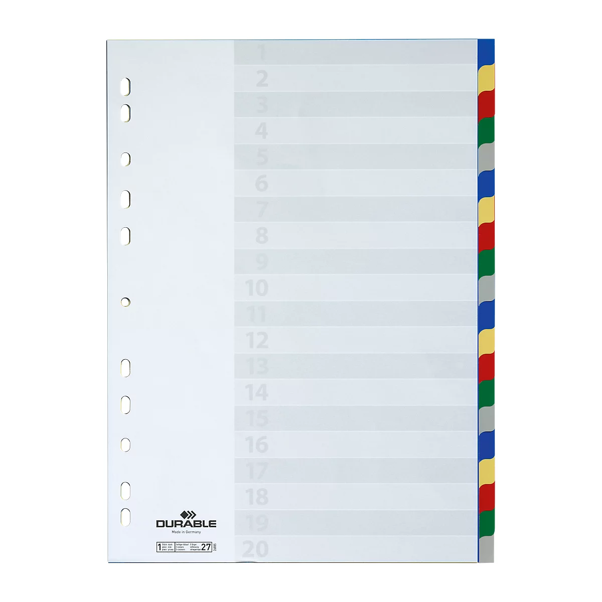 Durable PP-Register, 20 Blätter