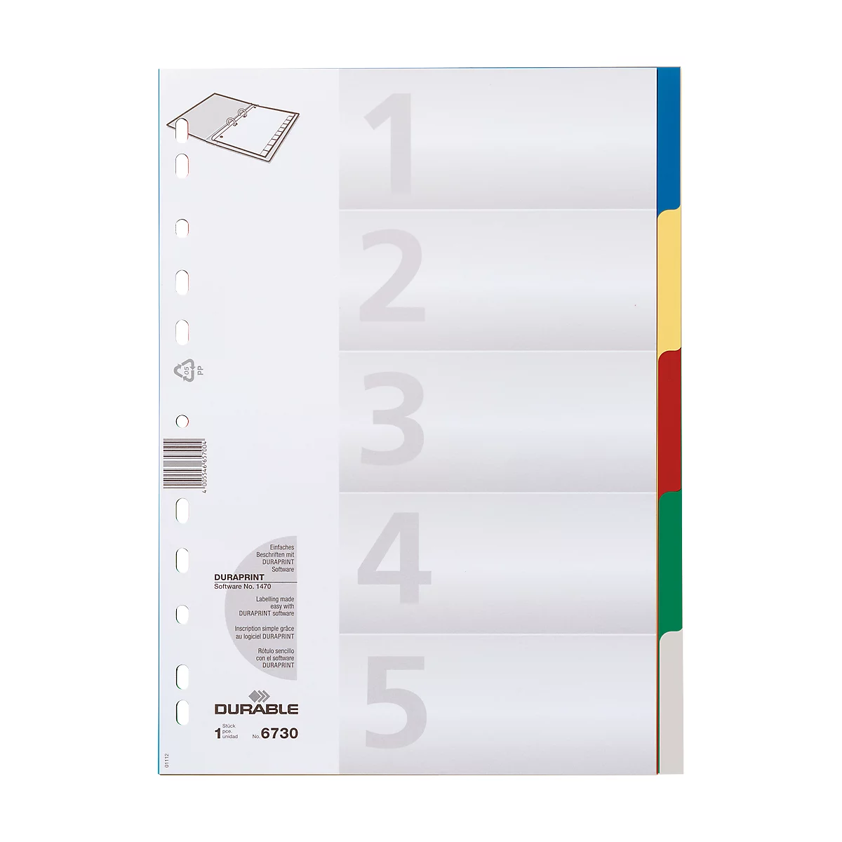 DURABLE PP-Register, 5 Blätter