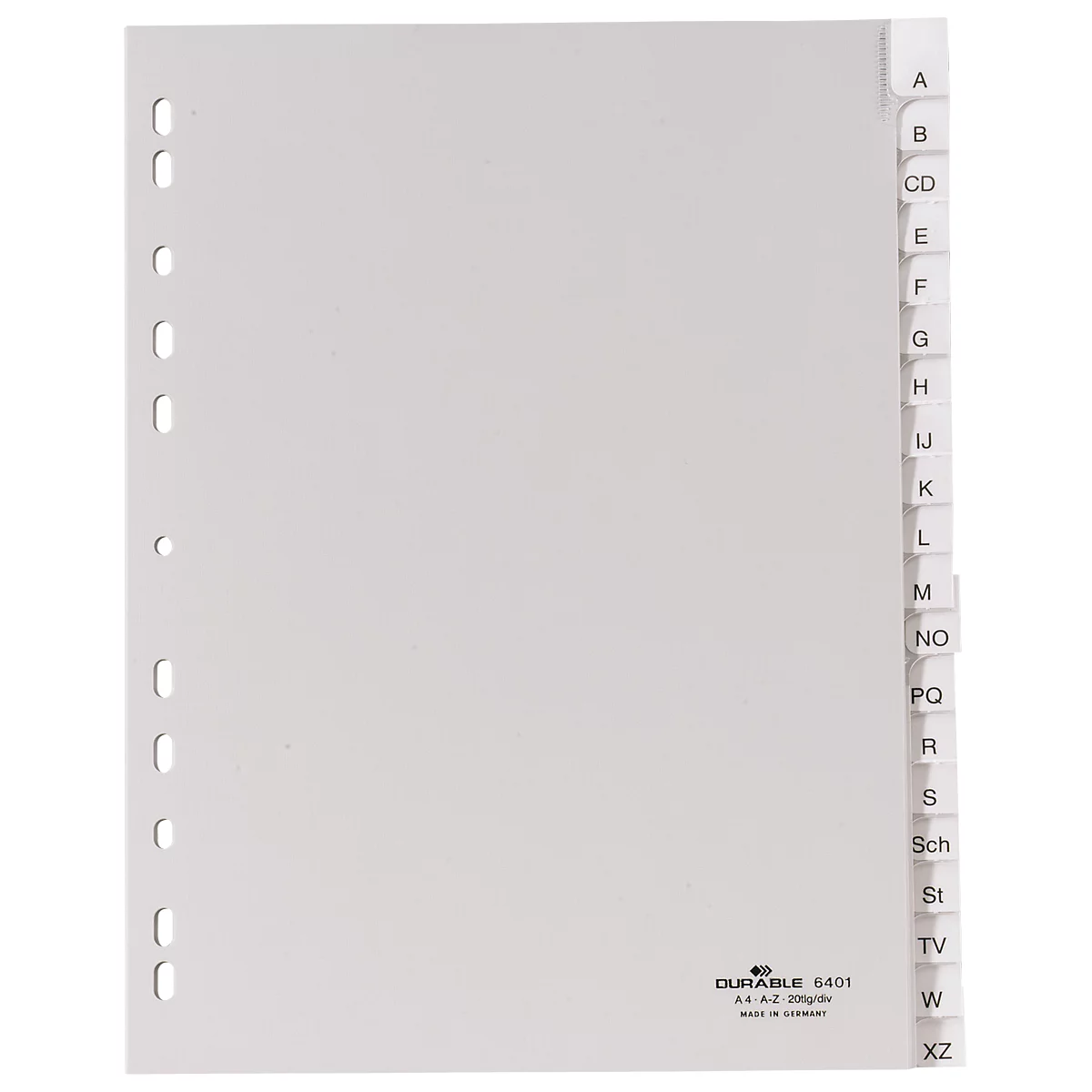 Durable PP-Register mit Wechseltaben, Buchstaben/Zahlen A-Z./1-20, grau