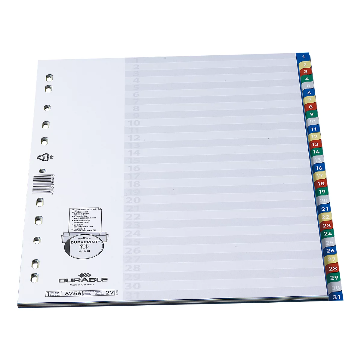 DURABLE PP-Register, Zahlen 1-31